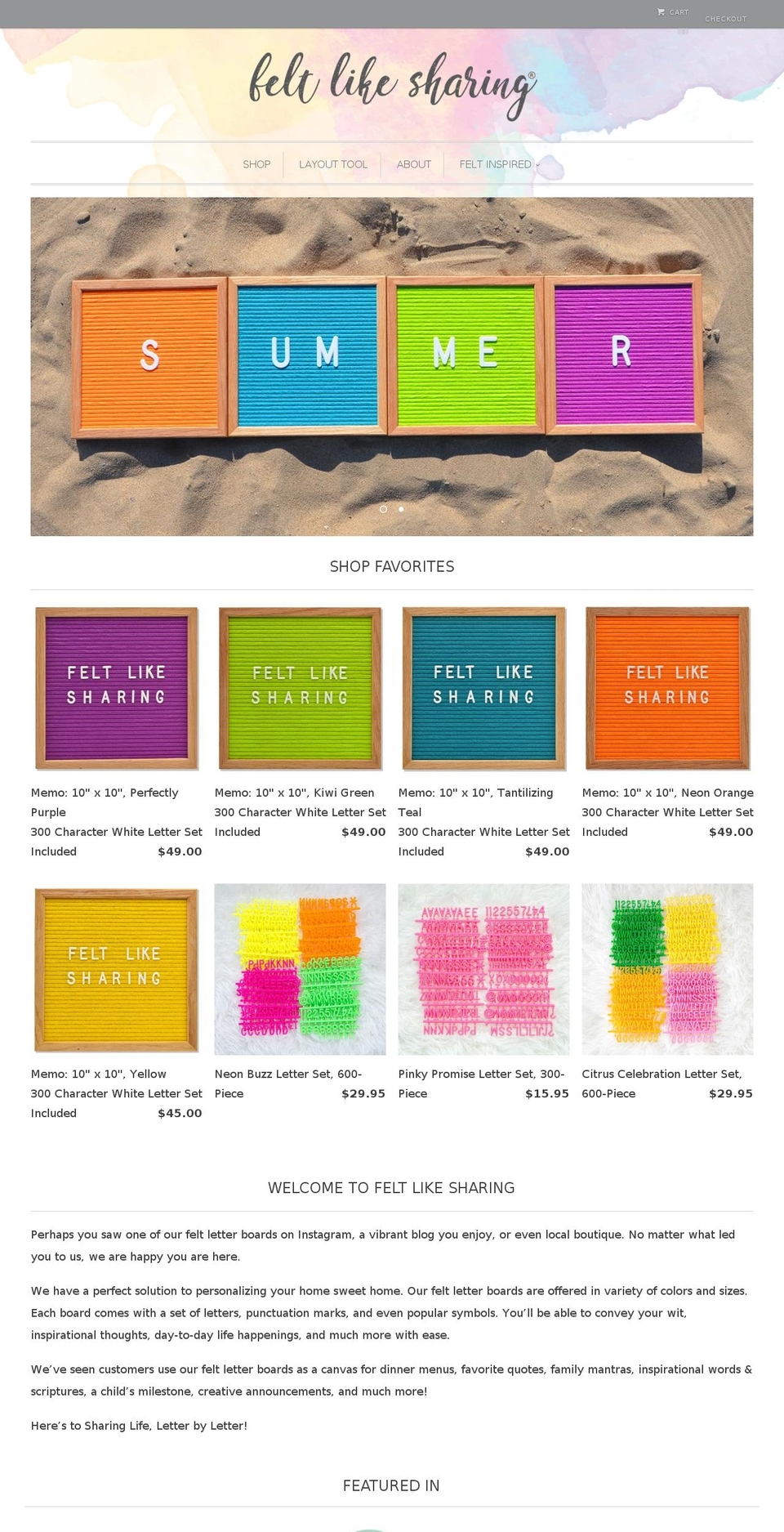 feltlikesharing.com shopify website screenshot