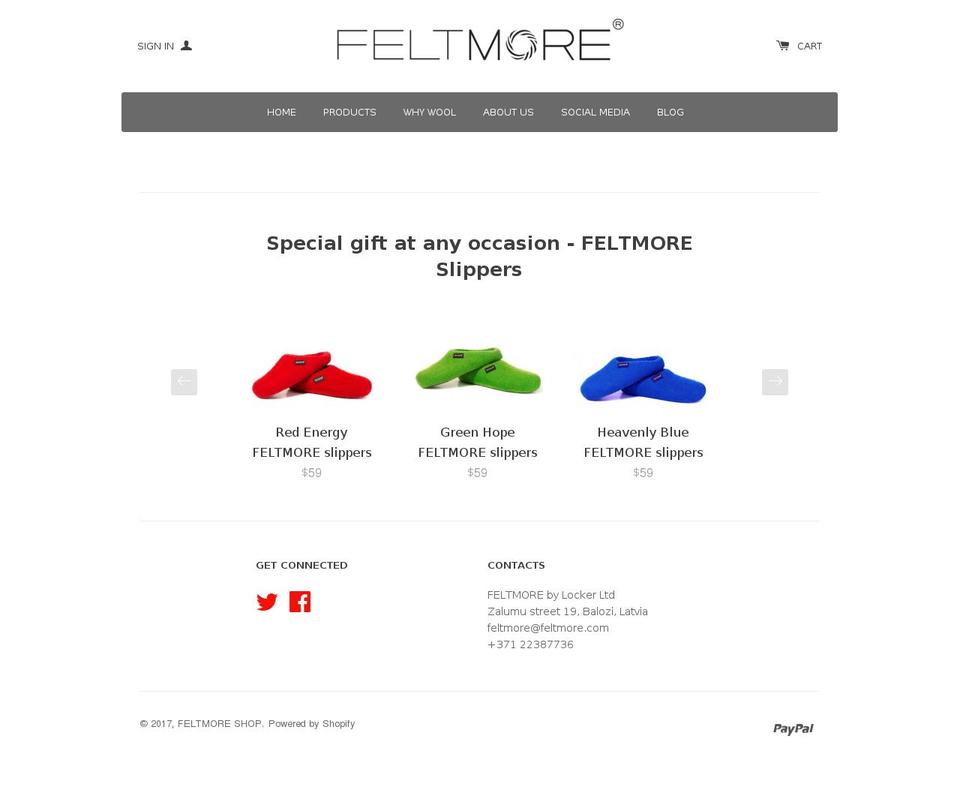 feltmoreshop.com shopify website screenshot
