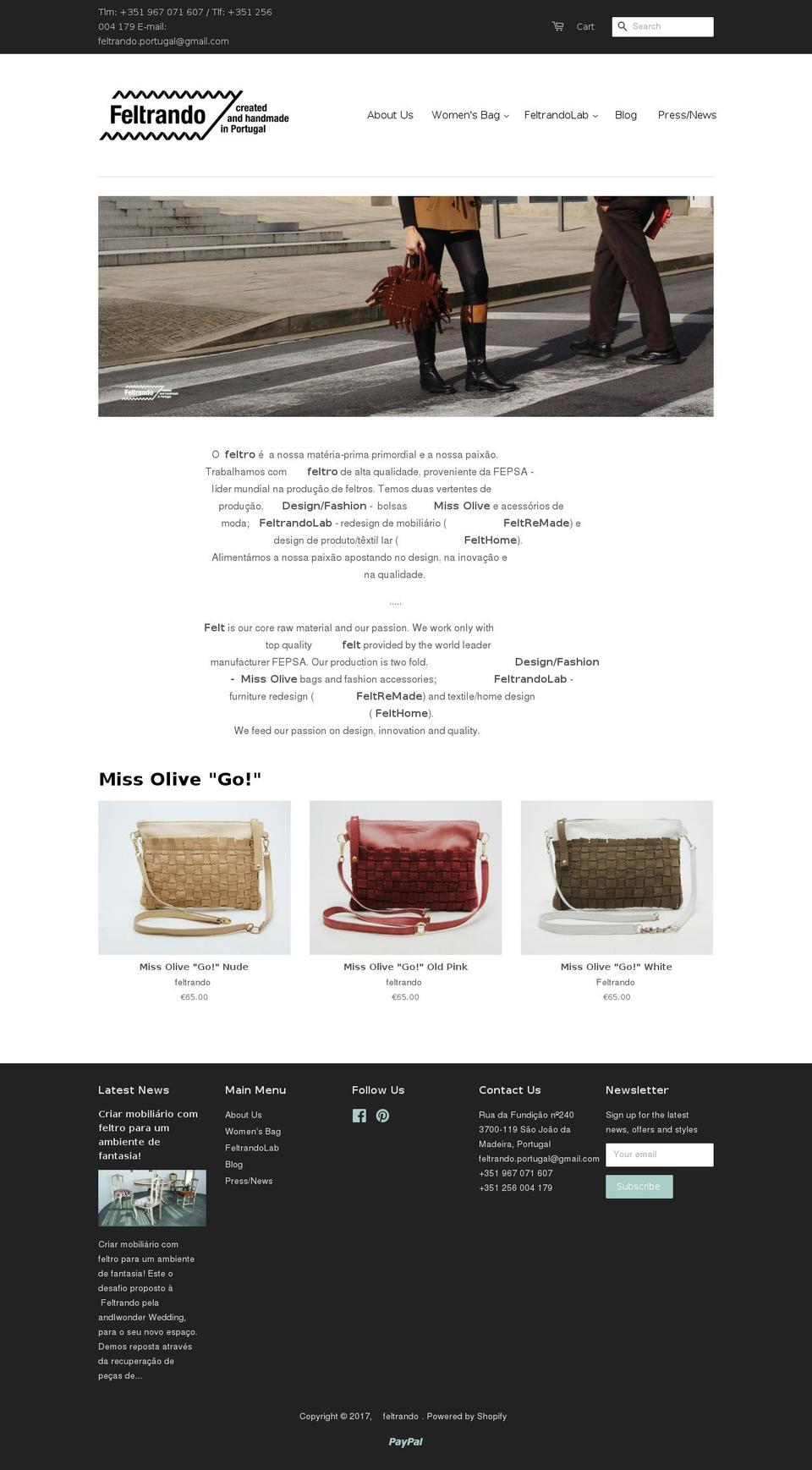feltrando.com shopify website screenshot