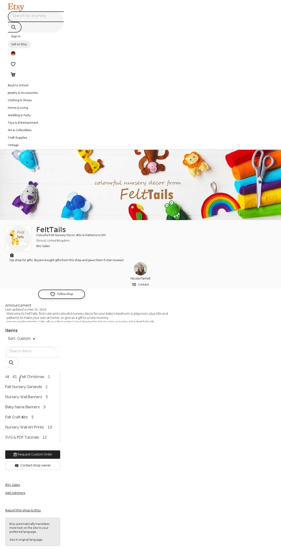 felttails.com — Shopify storefront screenshot