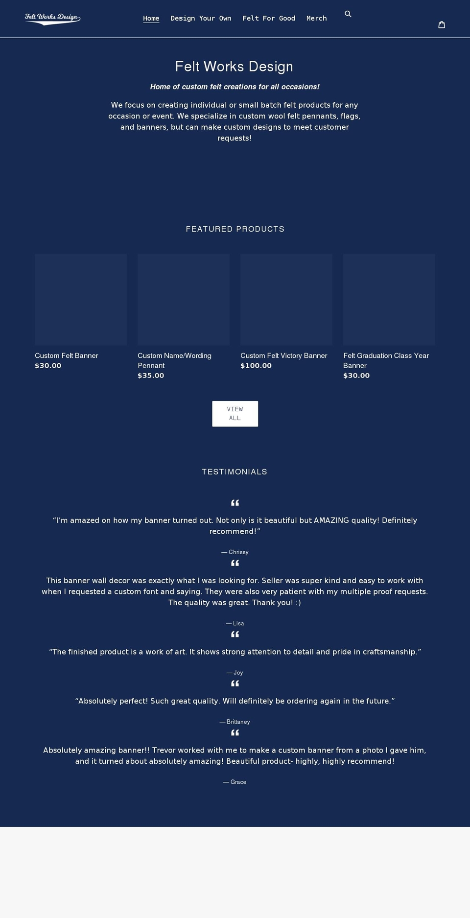 feltworksdesign.com shopify website screenshot