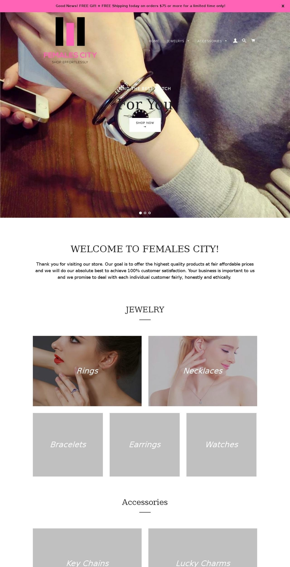 femalescity.com — Shopify storefront screenshot