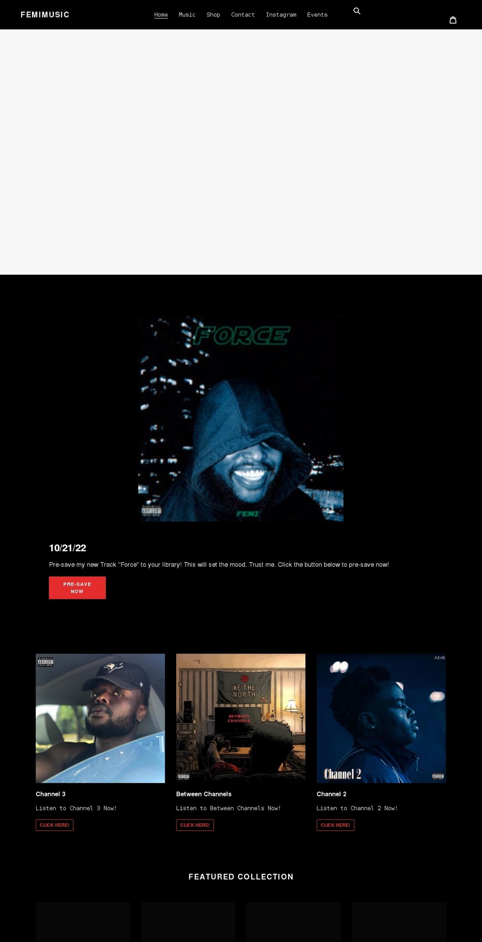 femimusic.com shopify website screenshot