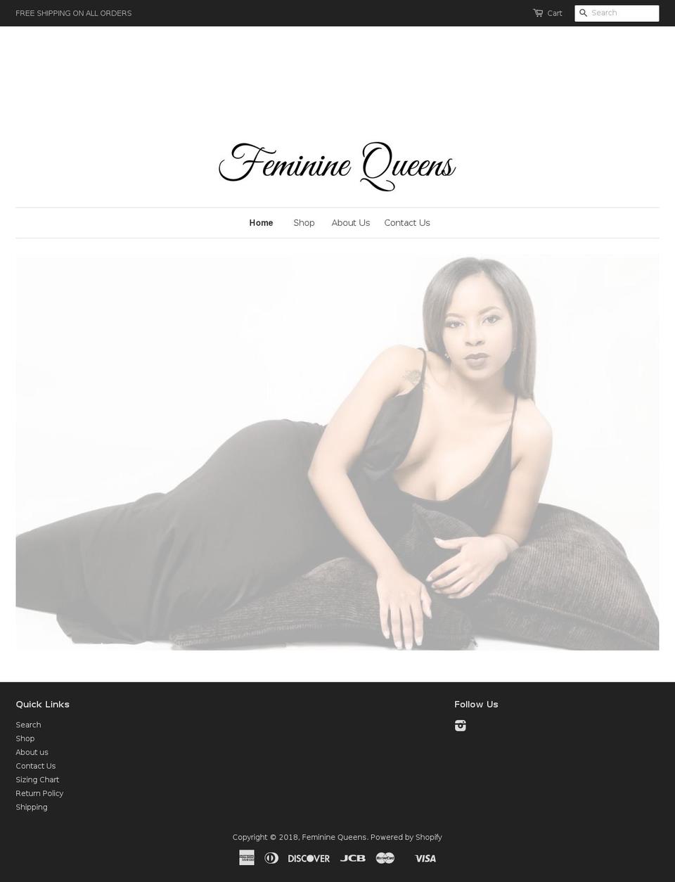 femininequeens.com — Shopify storefront screenshot