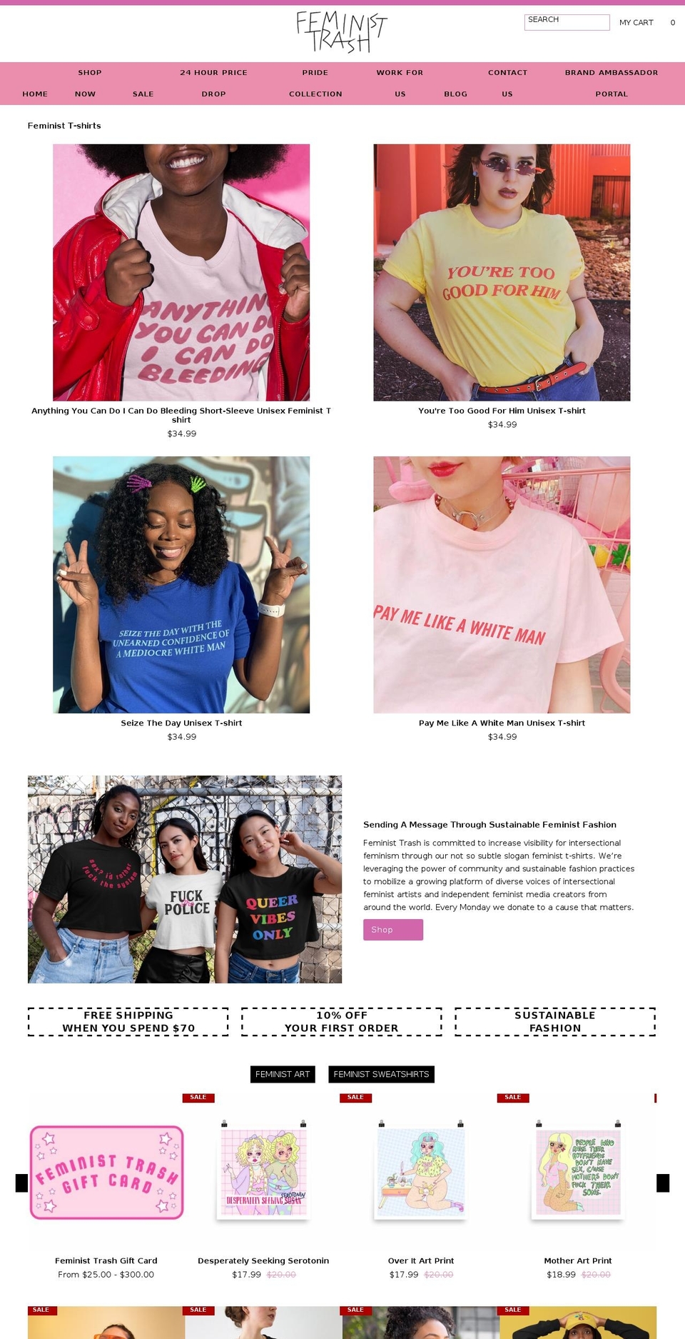 feministtrash.com shopify website screenshot