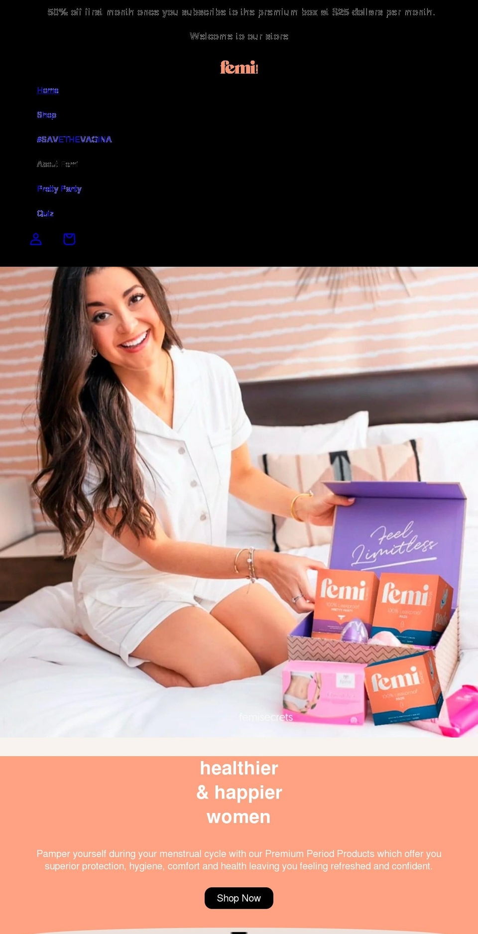 femisecrets.com shopify website screenshot