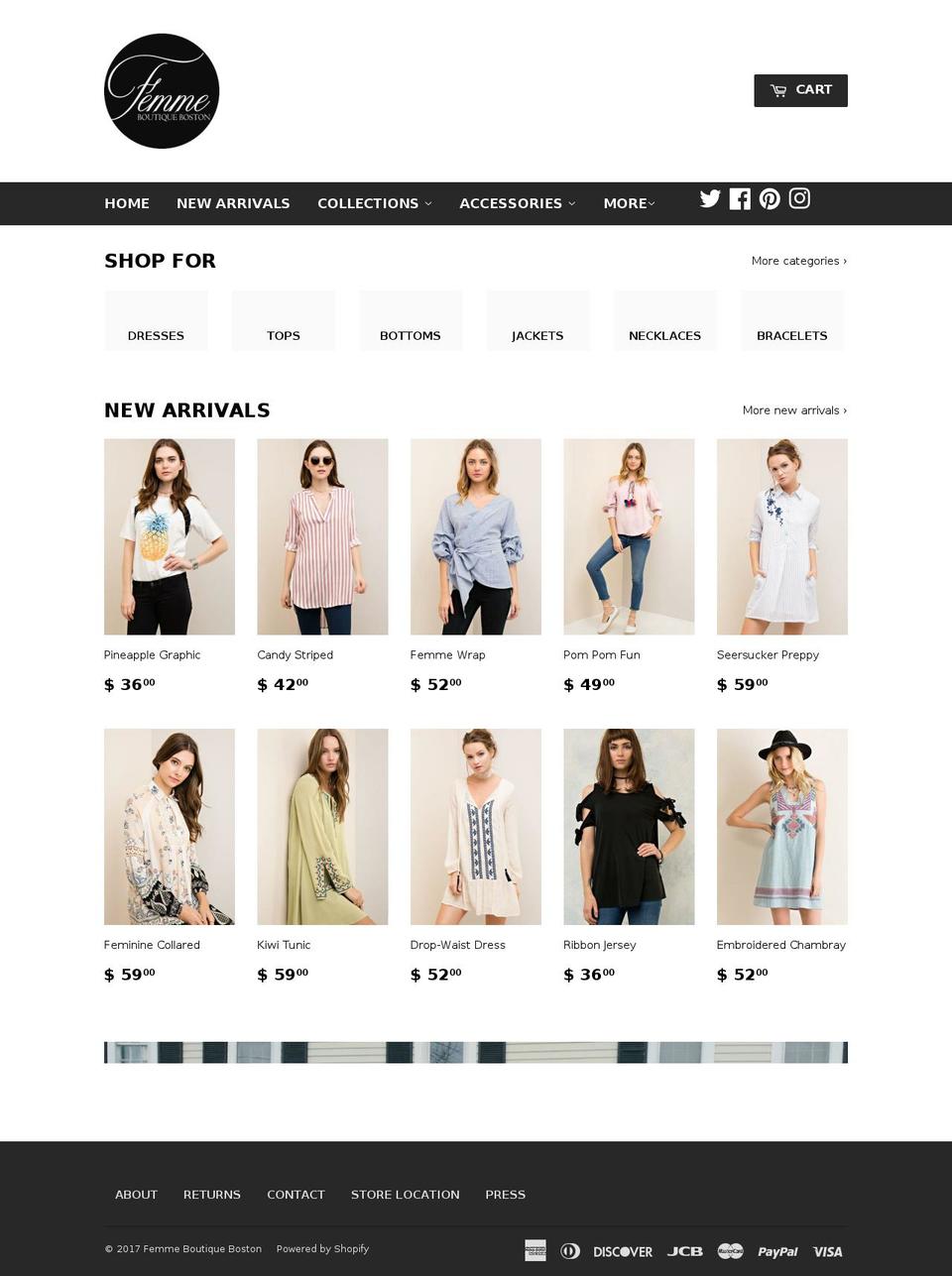 femmeboutiqueboston.com shopify website screenshot