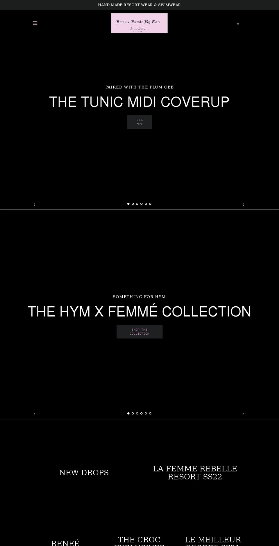 femmefatalebytori.com shopify website screenshot