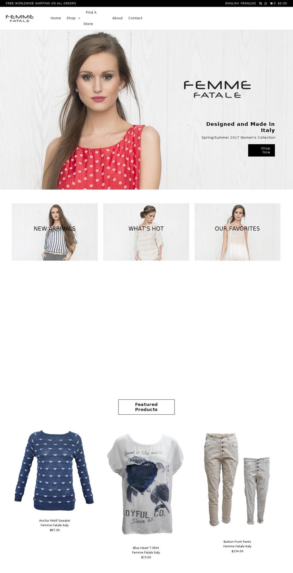 femmefataleitaly.com shopify website screenshot