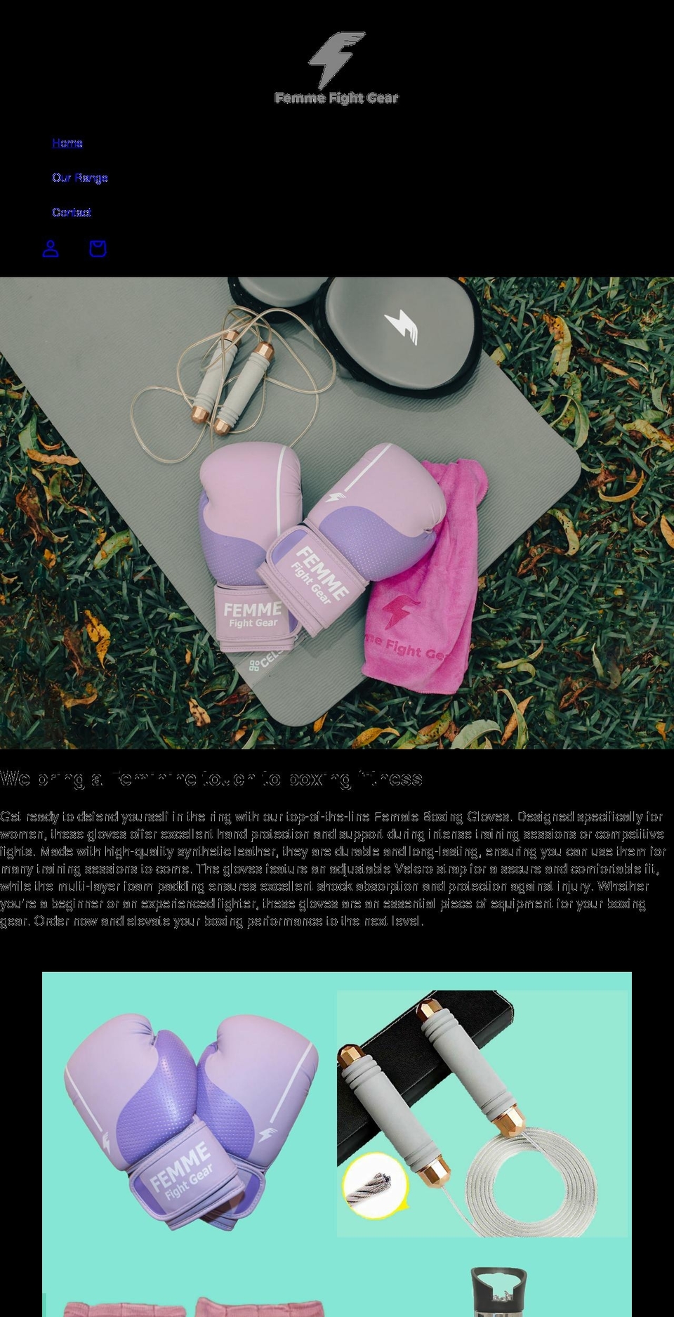 femmefightgear.com shopify website screenshot