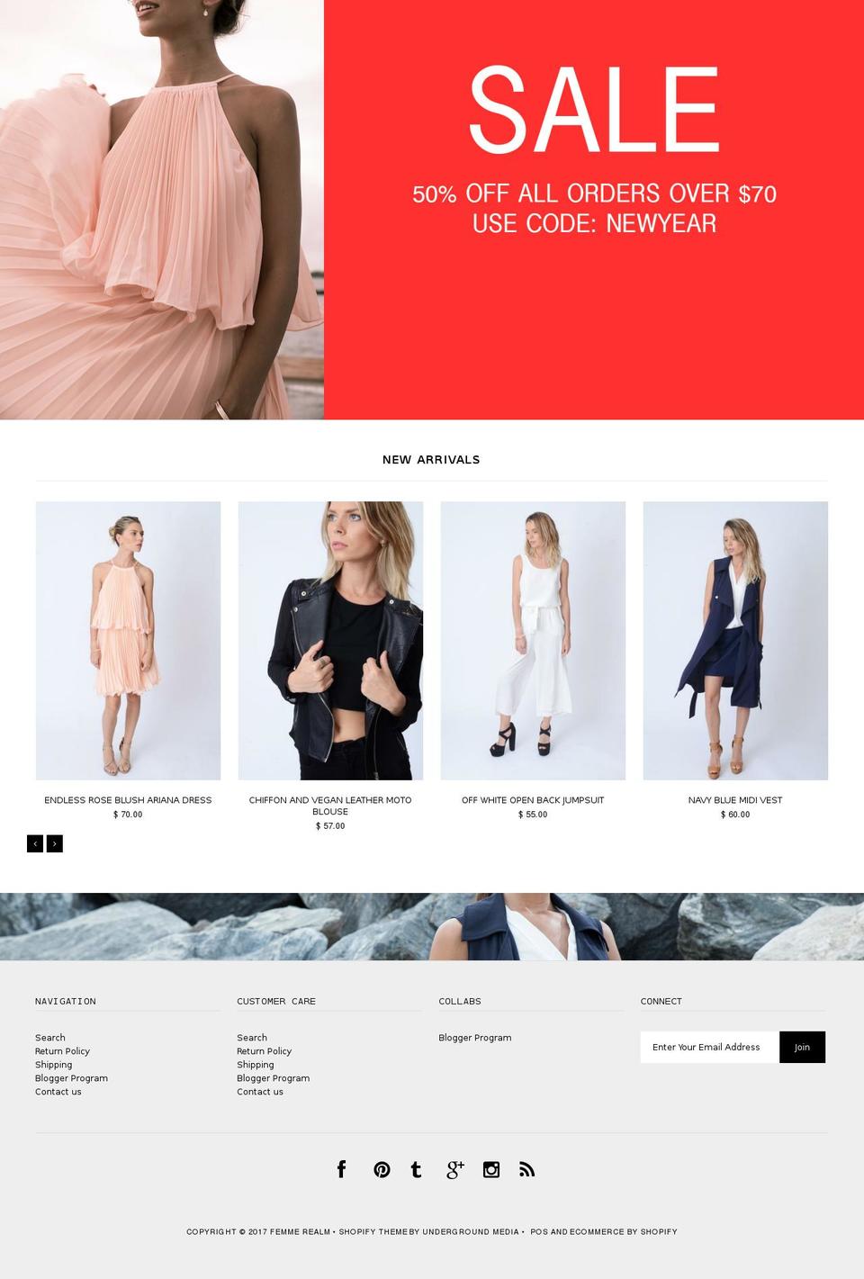 femmerealm.com shopify website screenshot