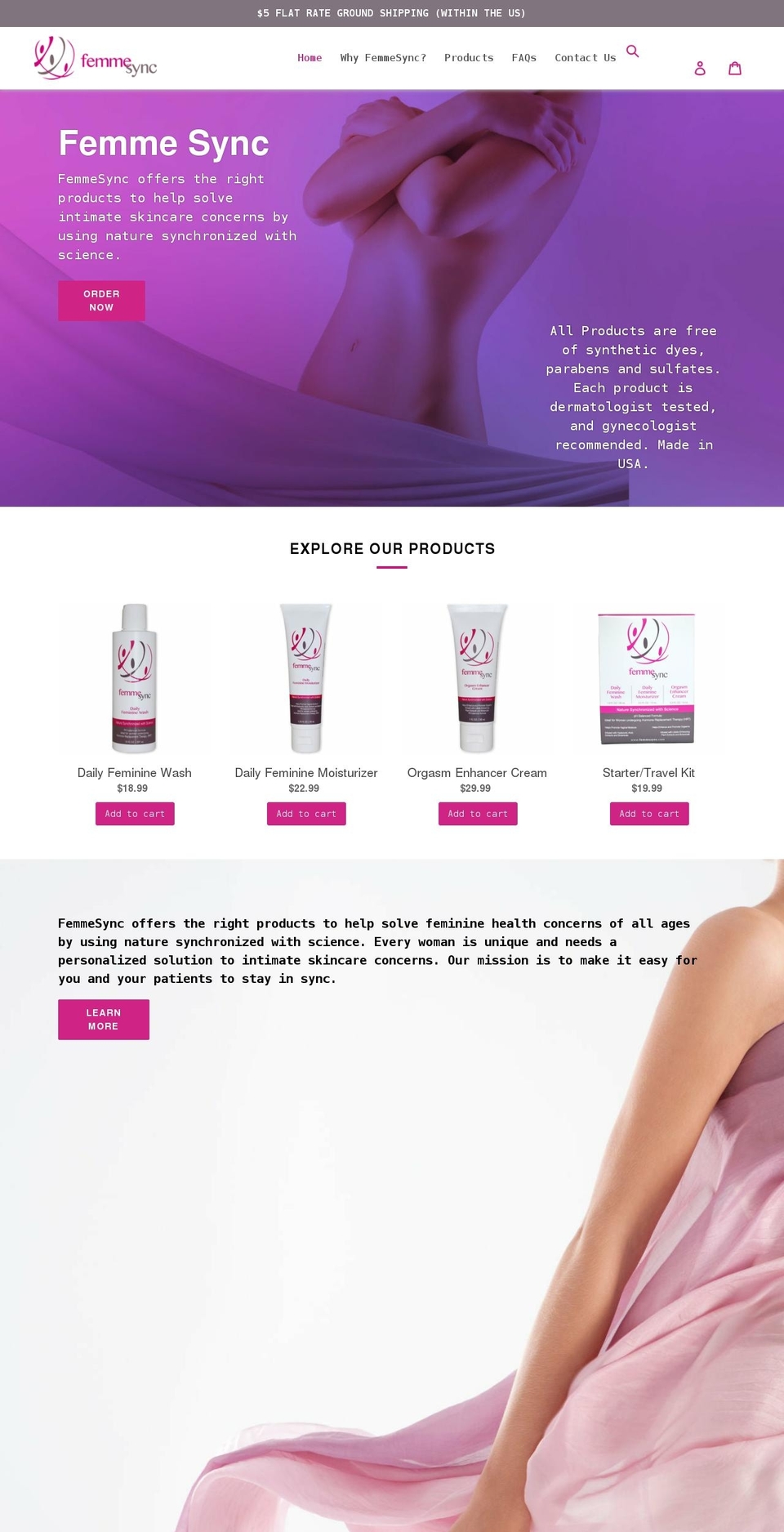 femmesync.com shopify website screenshot