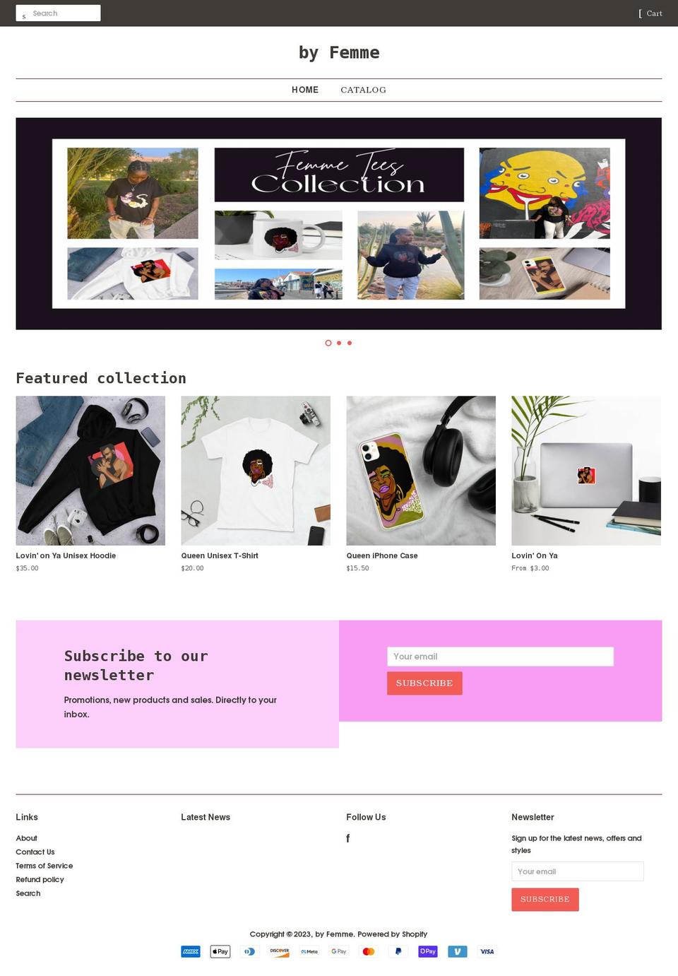 femmetees.com — Shopify storefront screenshot