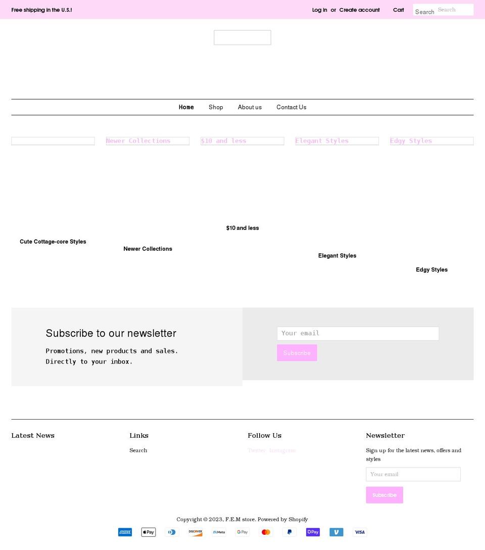 femshopus.com shopify website screenshot