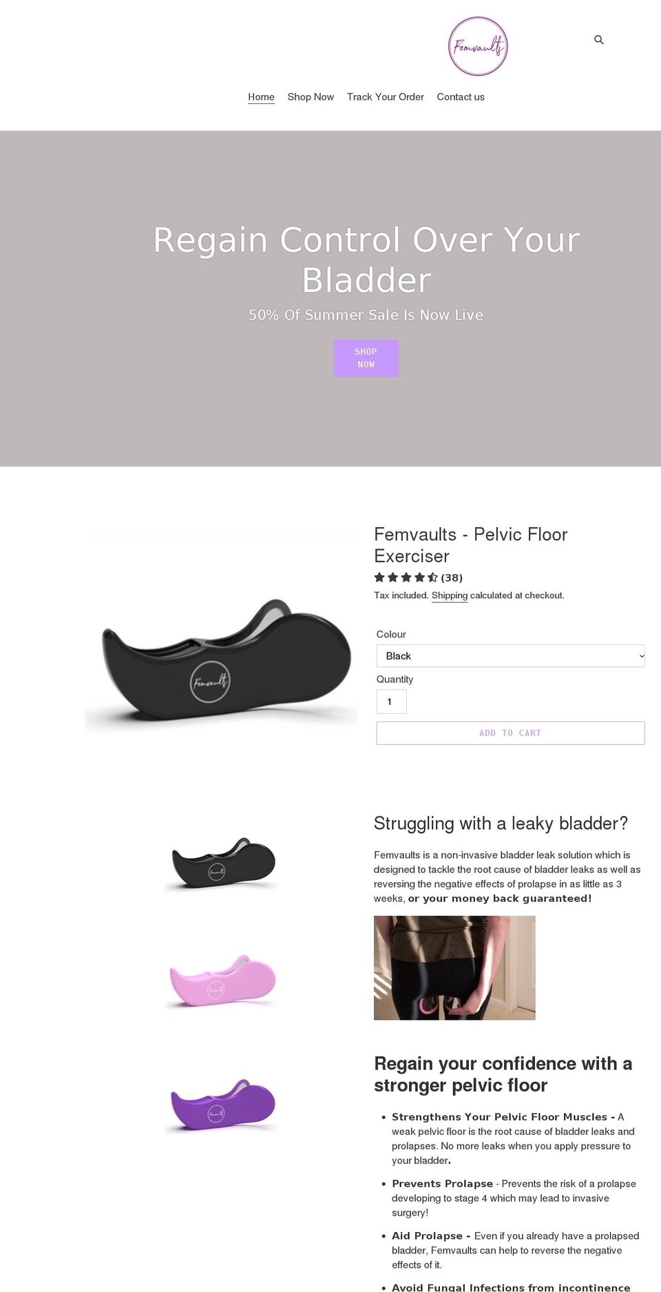 femvaults.com shopify website screenshot