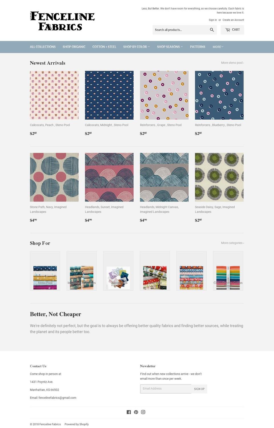 fencelinefabrics.com — Shopify storefront screenshot