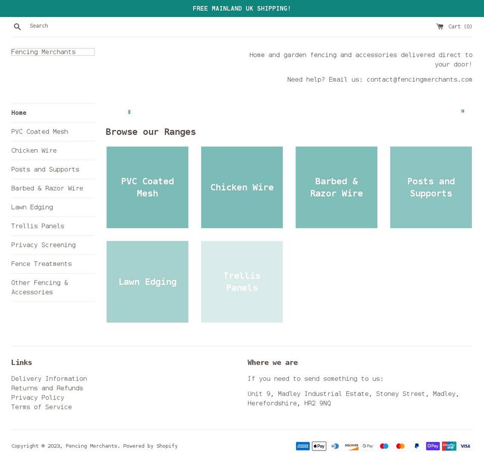 fencingmerchants.com shopify website screenshot