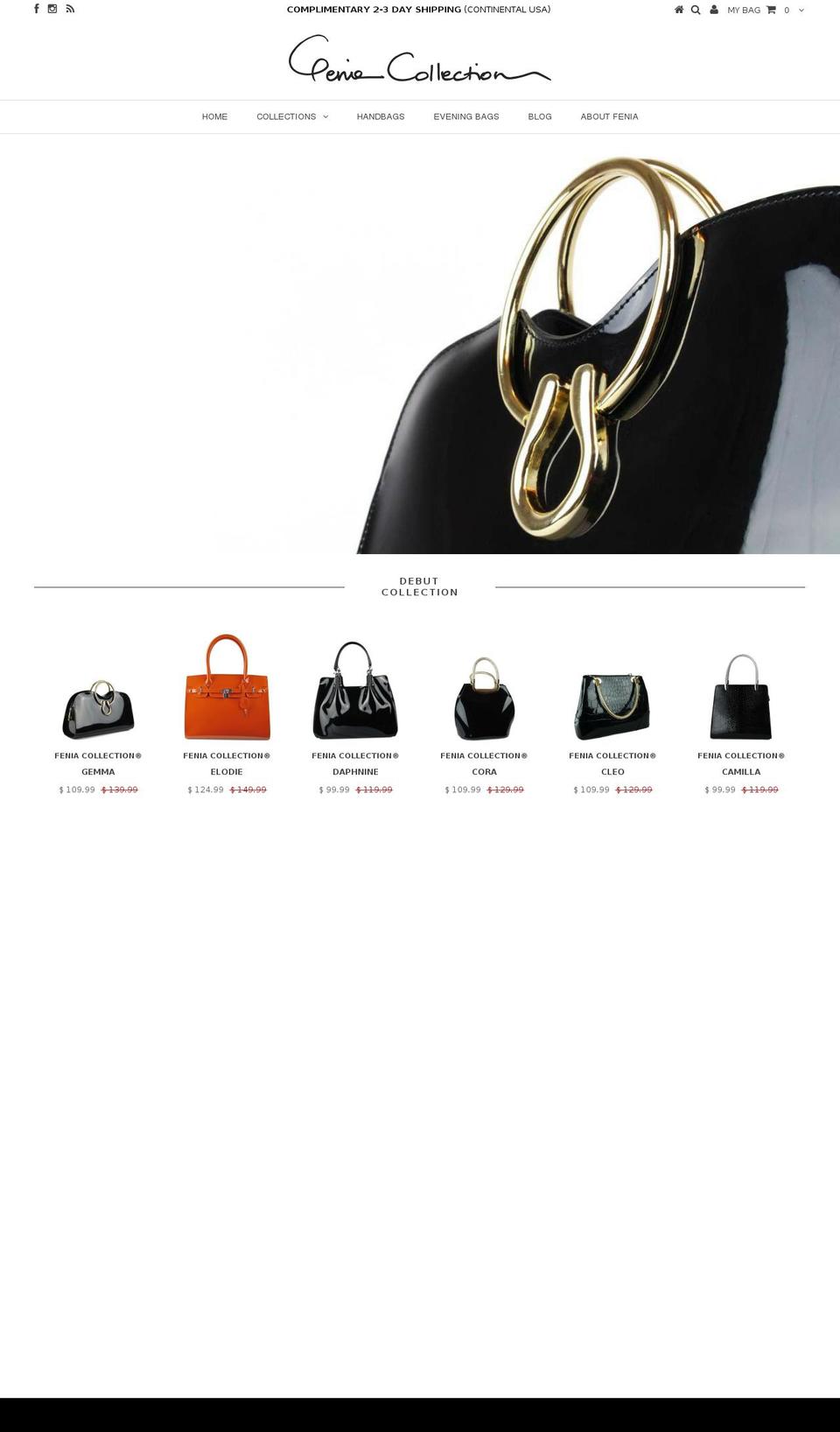 feniacollection.com shopify website screenshot