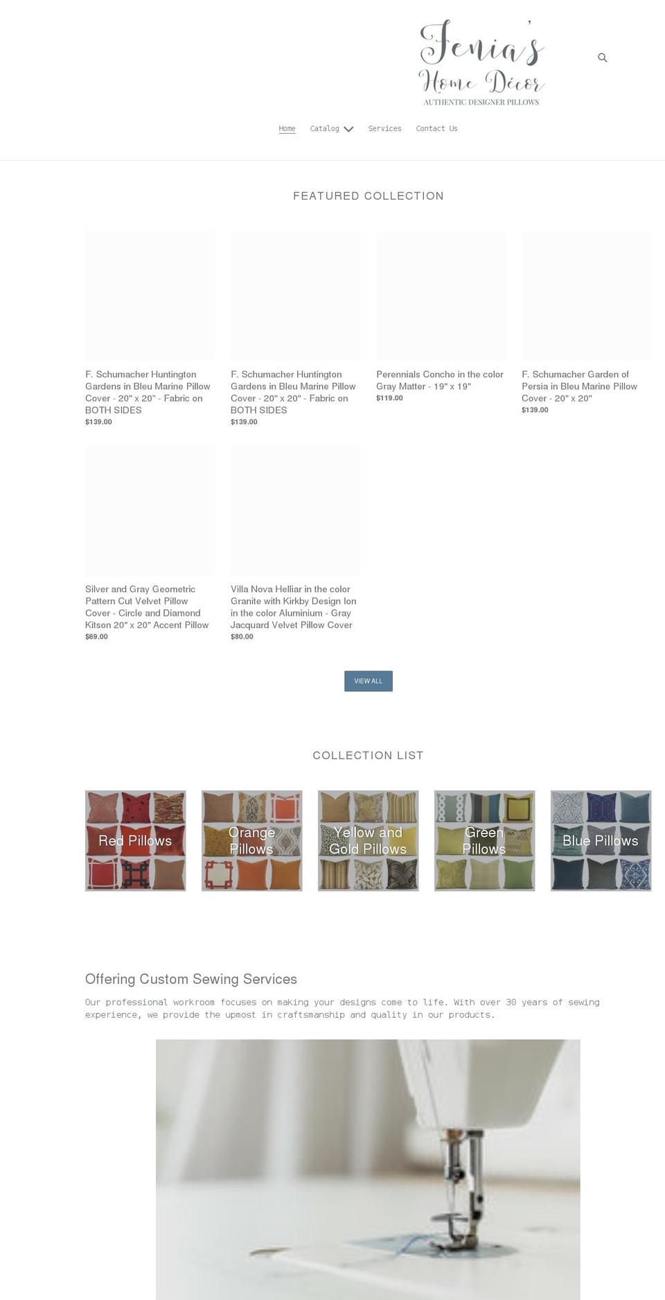 feniashomedecor.com shopify website screenshot