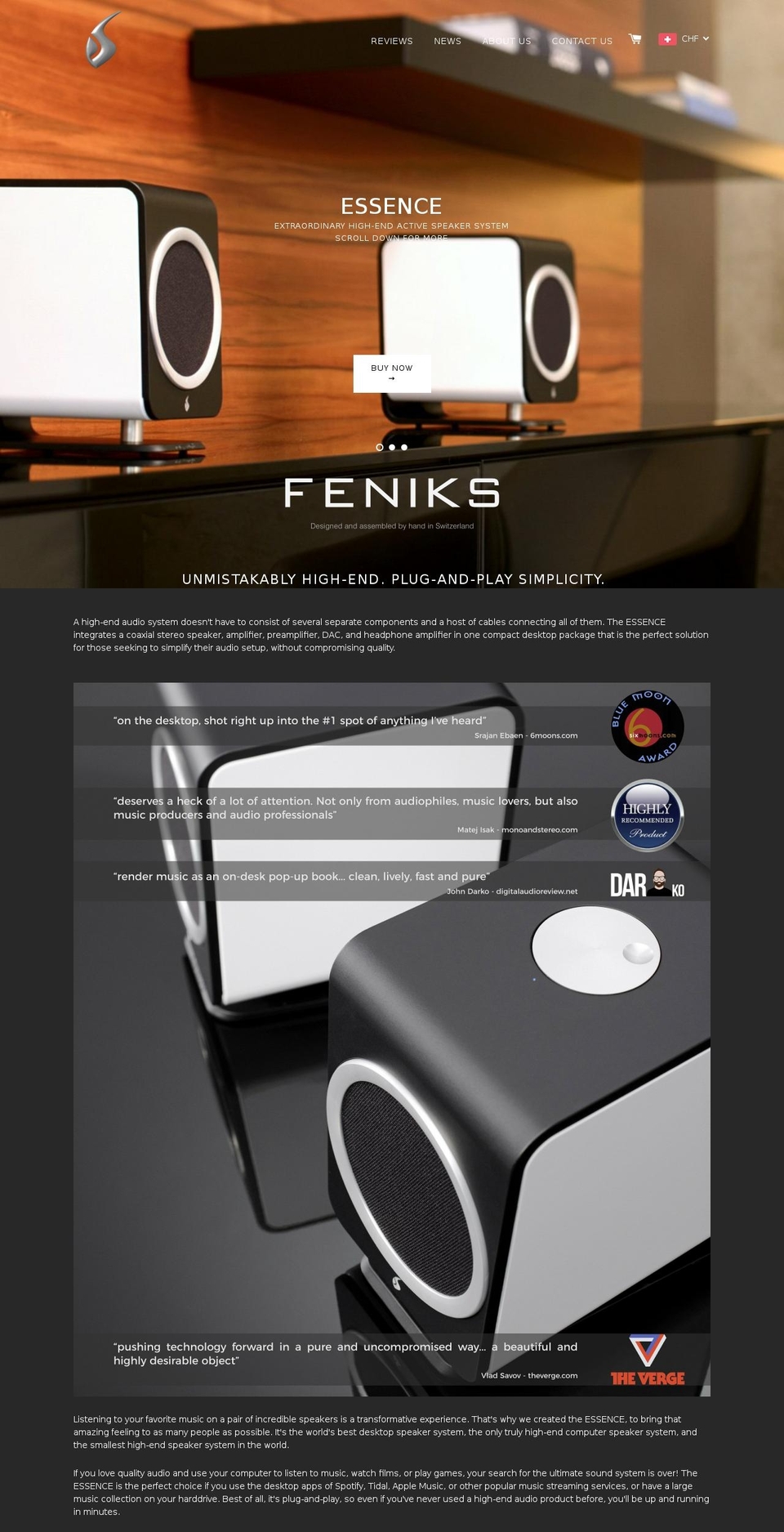 feniks.ch shopify website screenshot