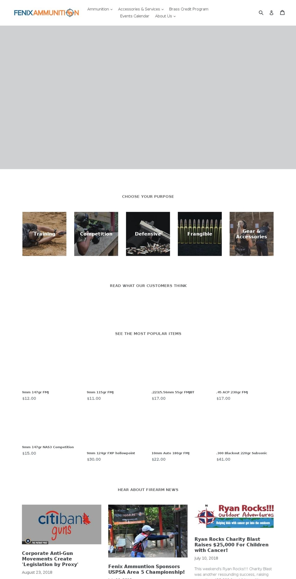 fenixammo.com shopify website screenshot