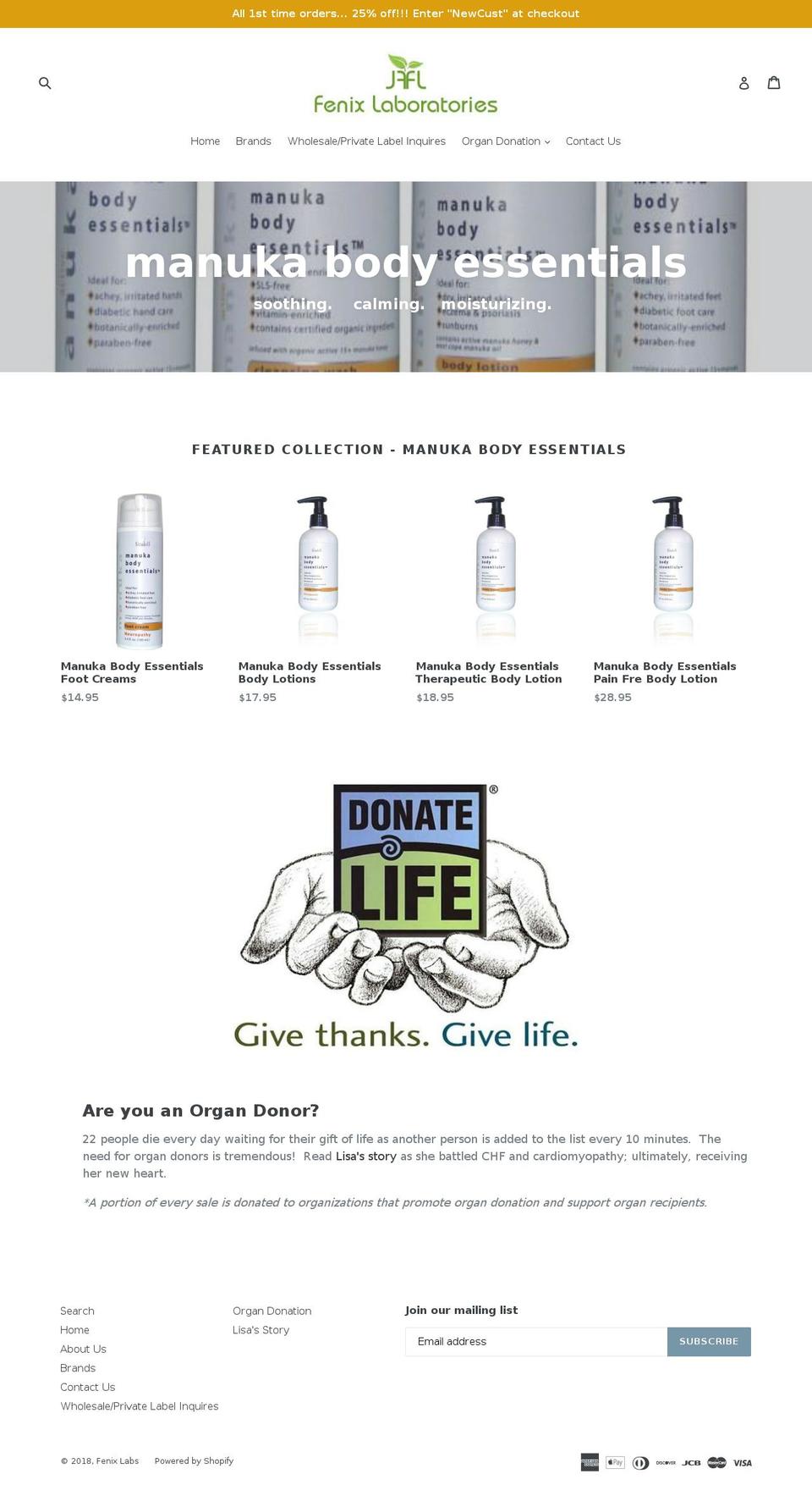 fenixlaboratories.com — Shopify storefront screenshot