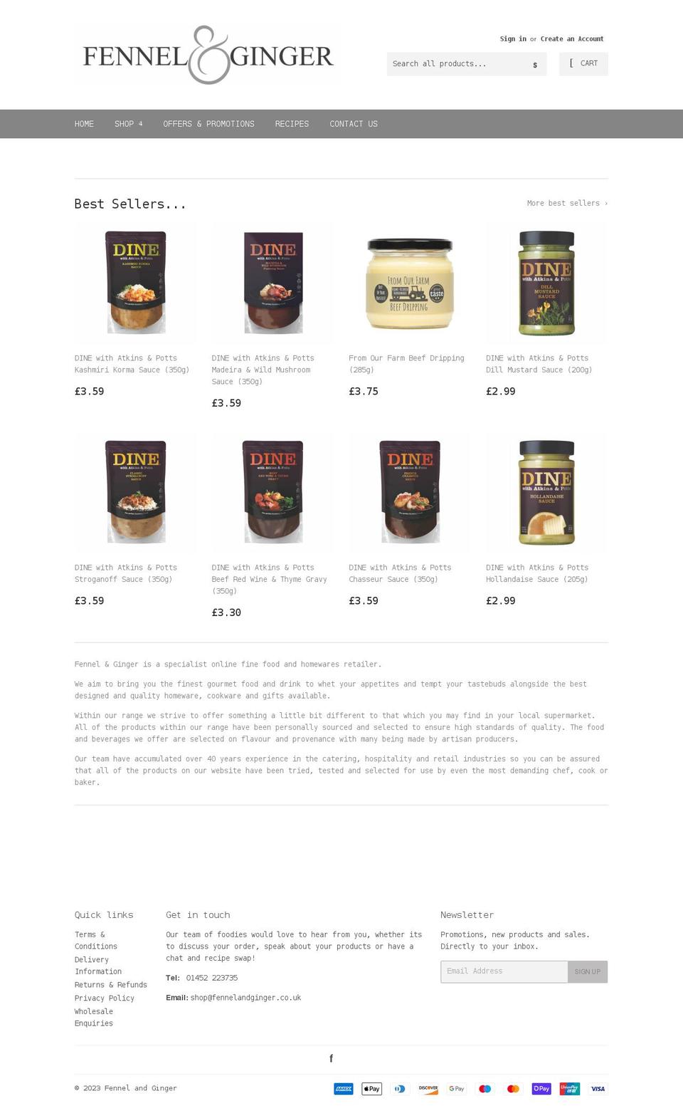 fennelandginger.co.uk shopify website screenshot