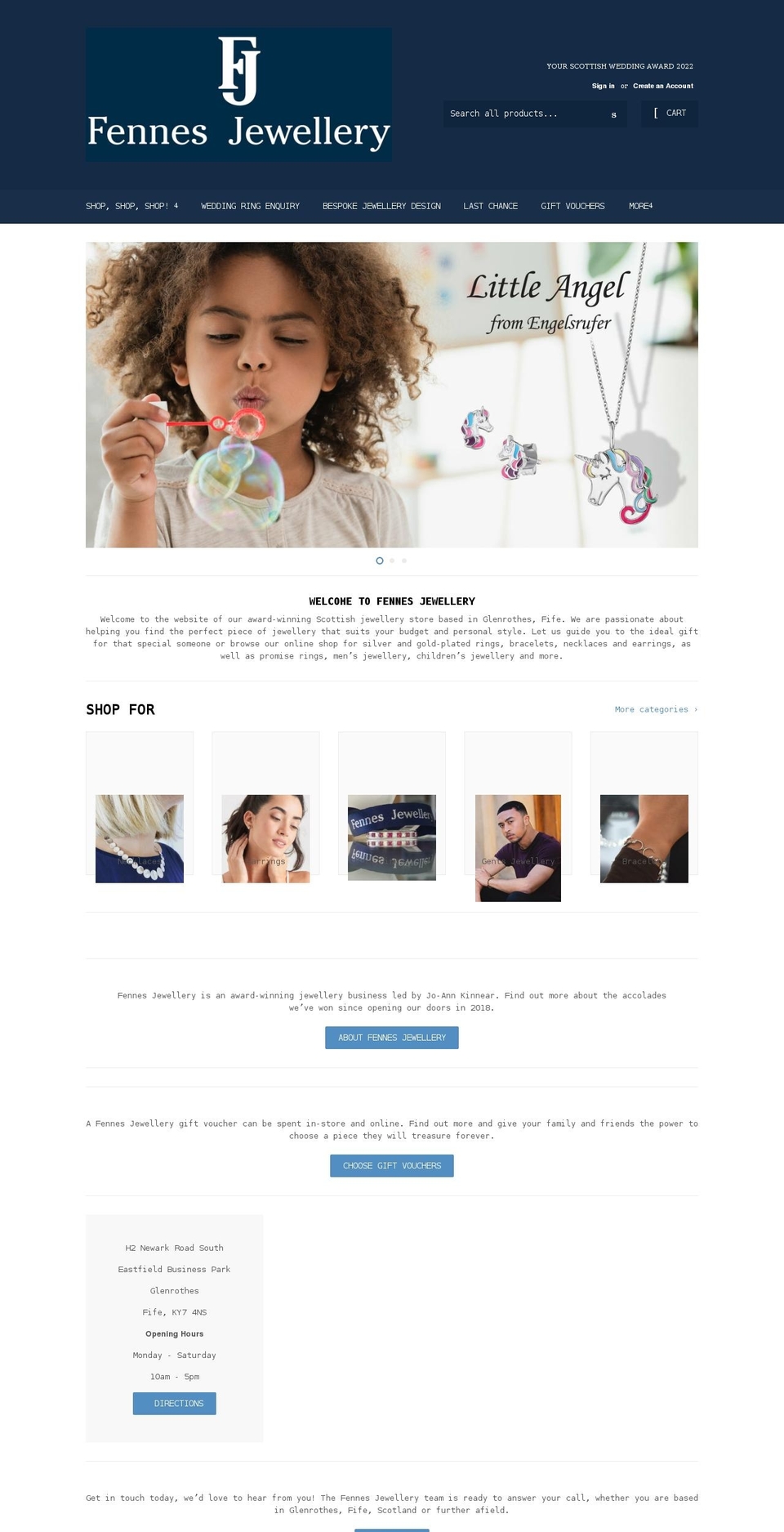 fennesjewellery.com shopify website screenshot