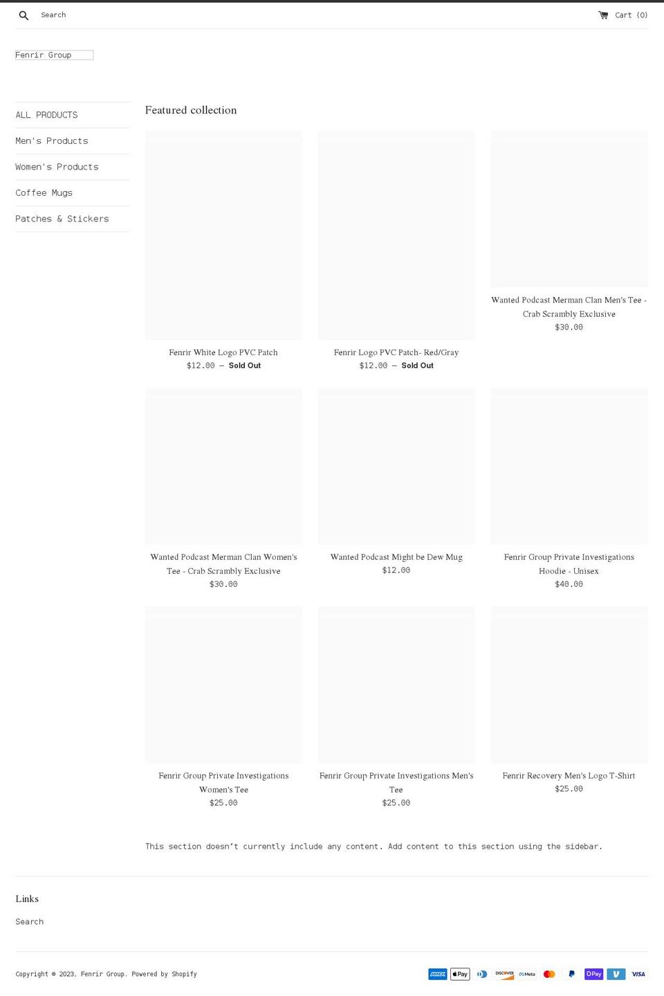 fenrir-recovery.myshopify.com shopify website screenshot