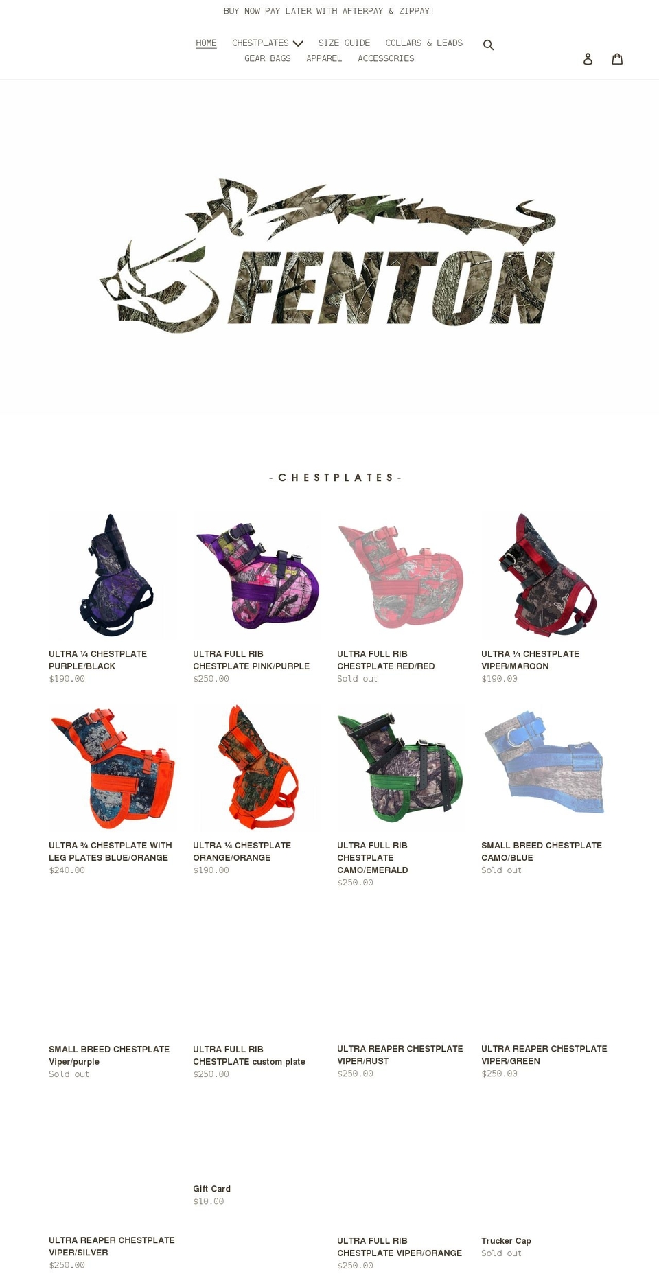 fentonindustries.com shopify website screenshot