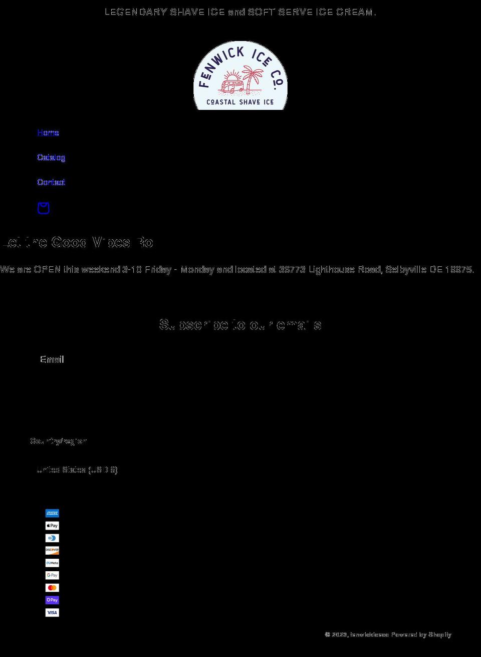 fenwickice.com shopify website screenshot