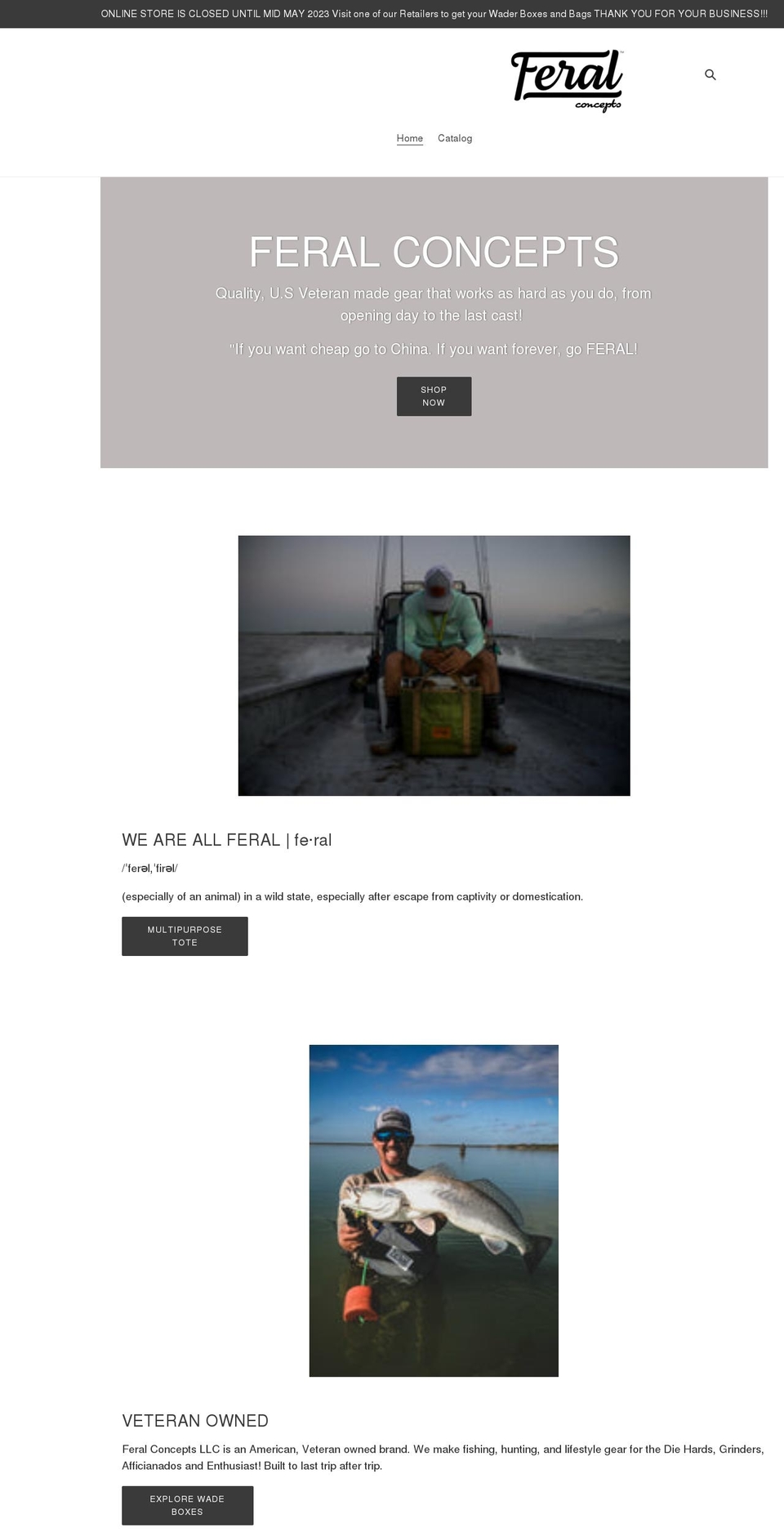feralconcepts.com shopify website screenshot