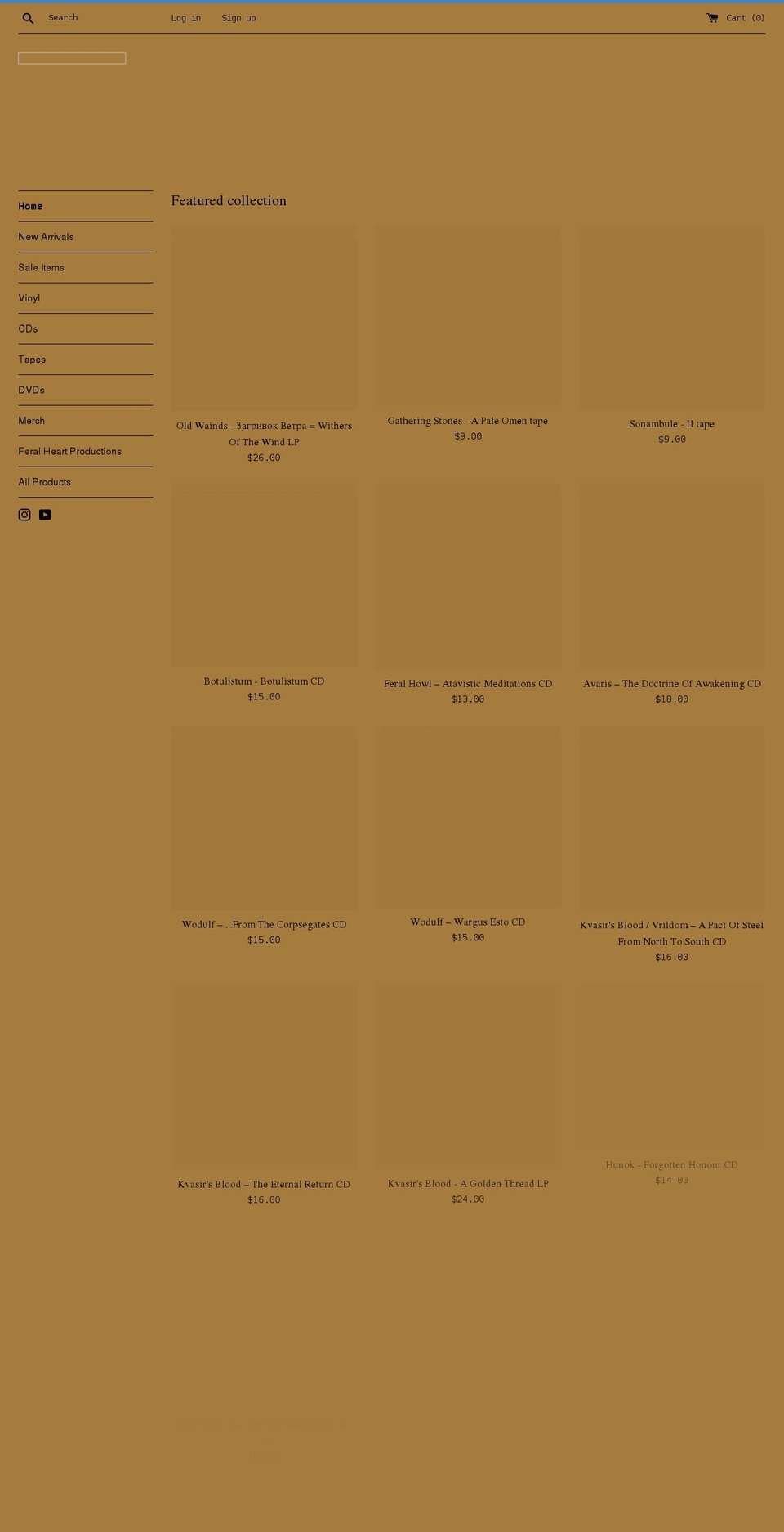 feralheartprod.com shopify website screenshot