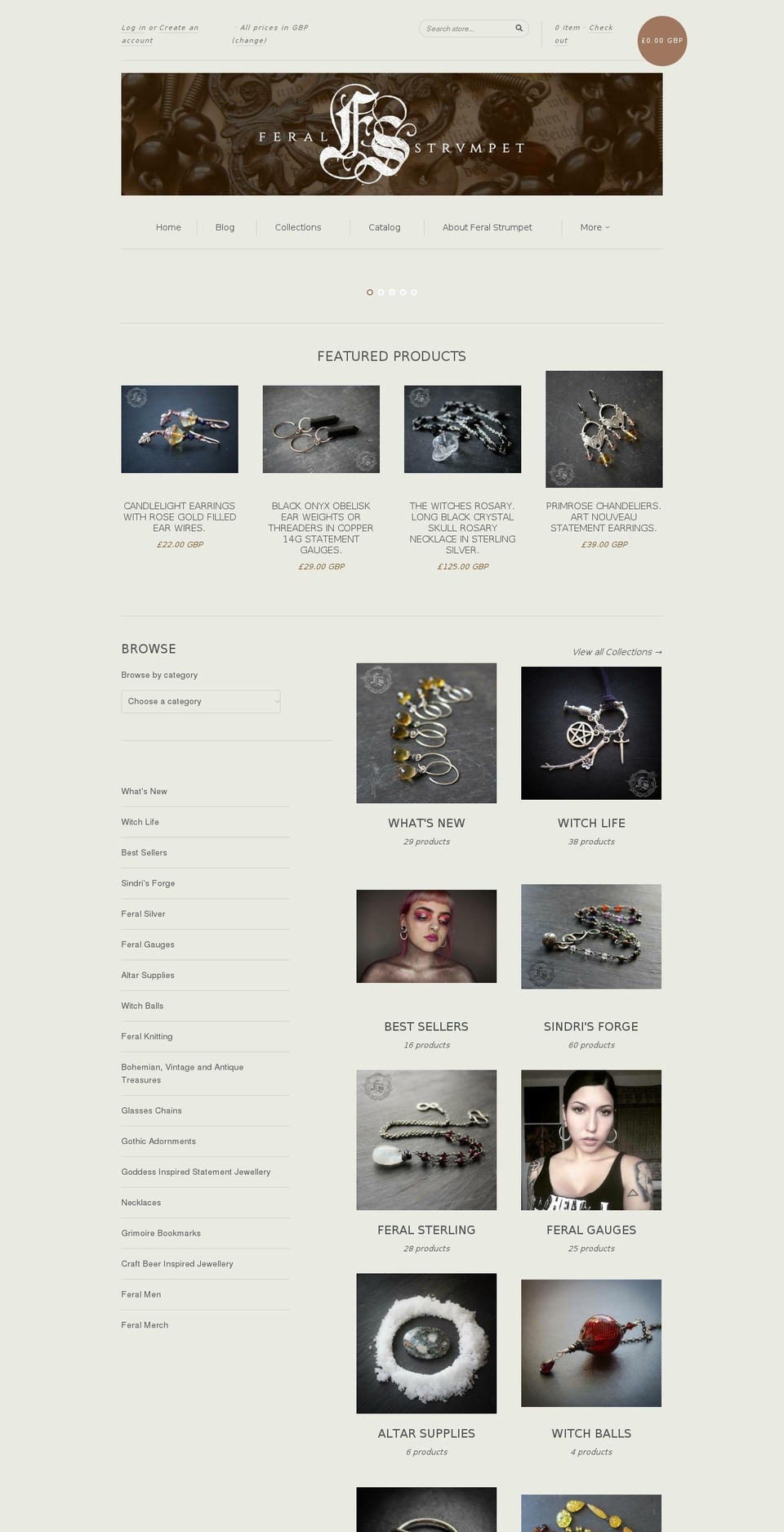 feralstrumpet.net shopify website screenshot