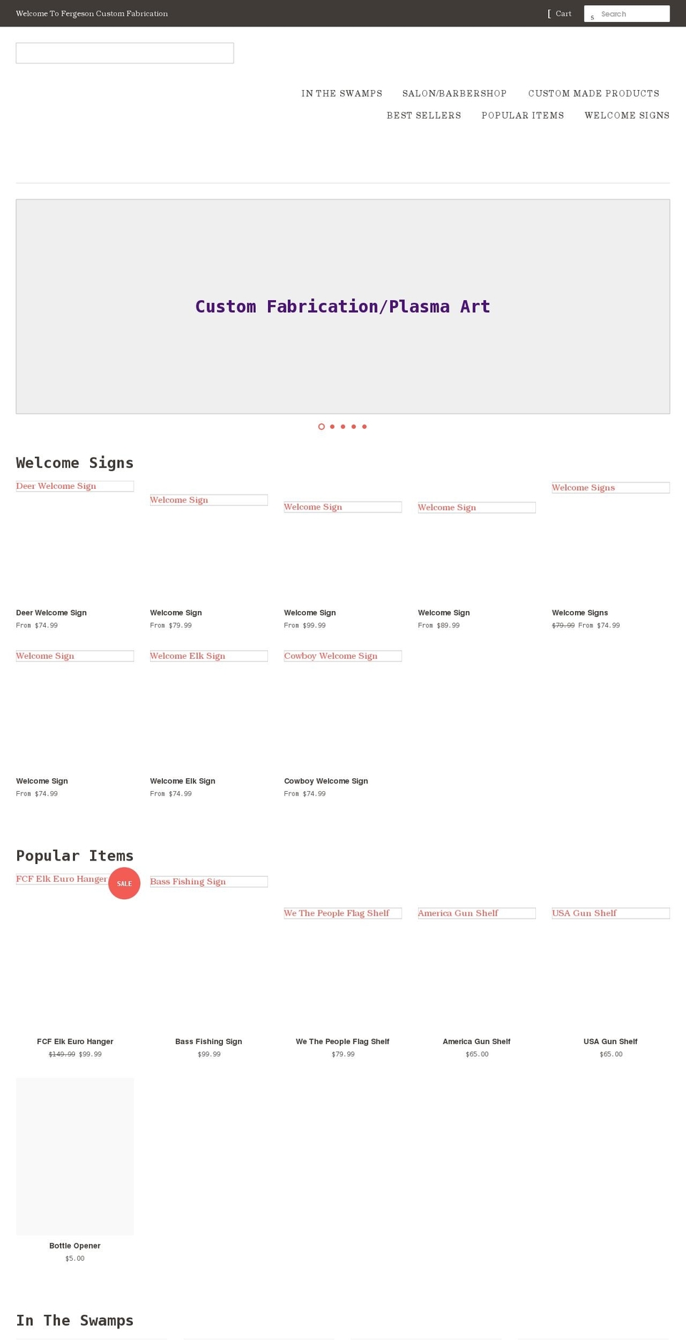 fergesoncustomfab.com shopify website screenshot
