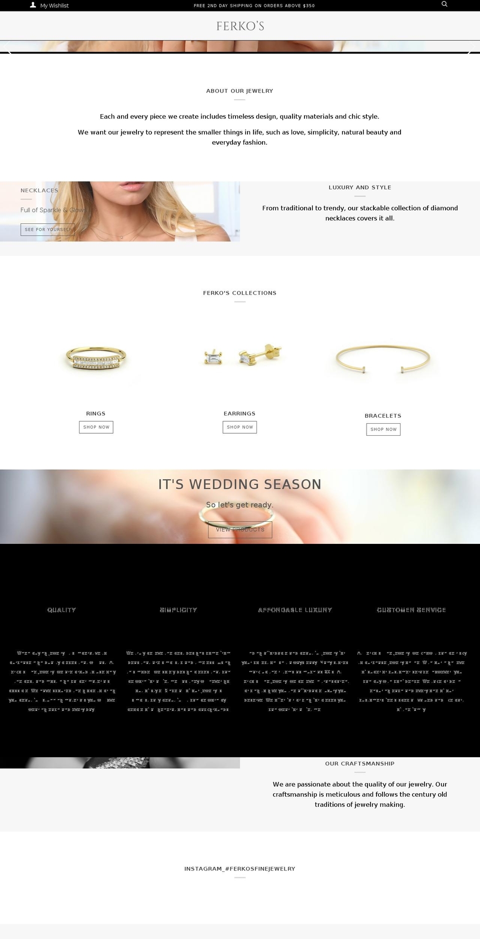 ferkosfinejewelry.com shopify website screenshot