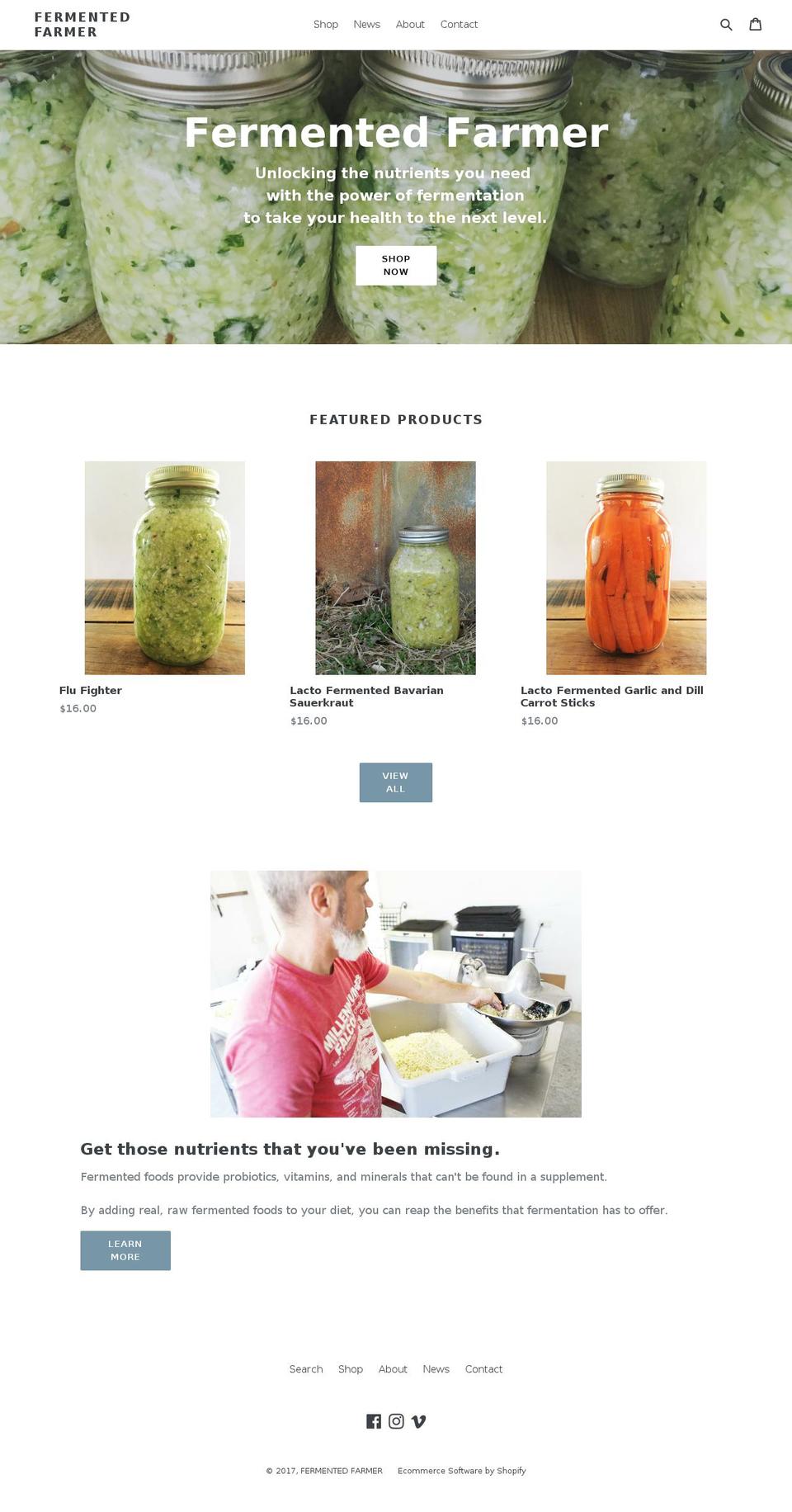 fermentedfarmer.com shopify website screenshot