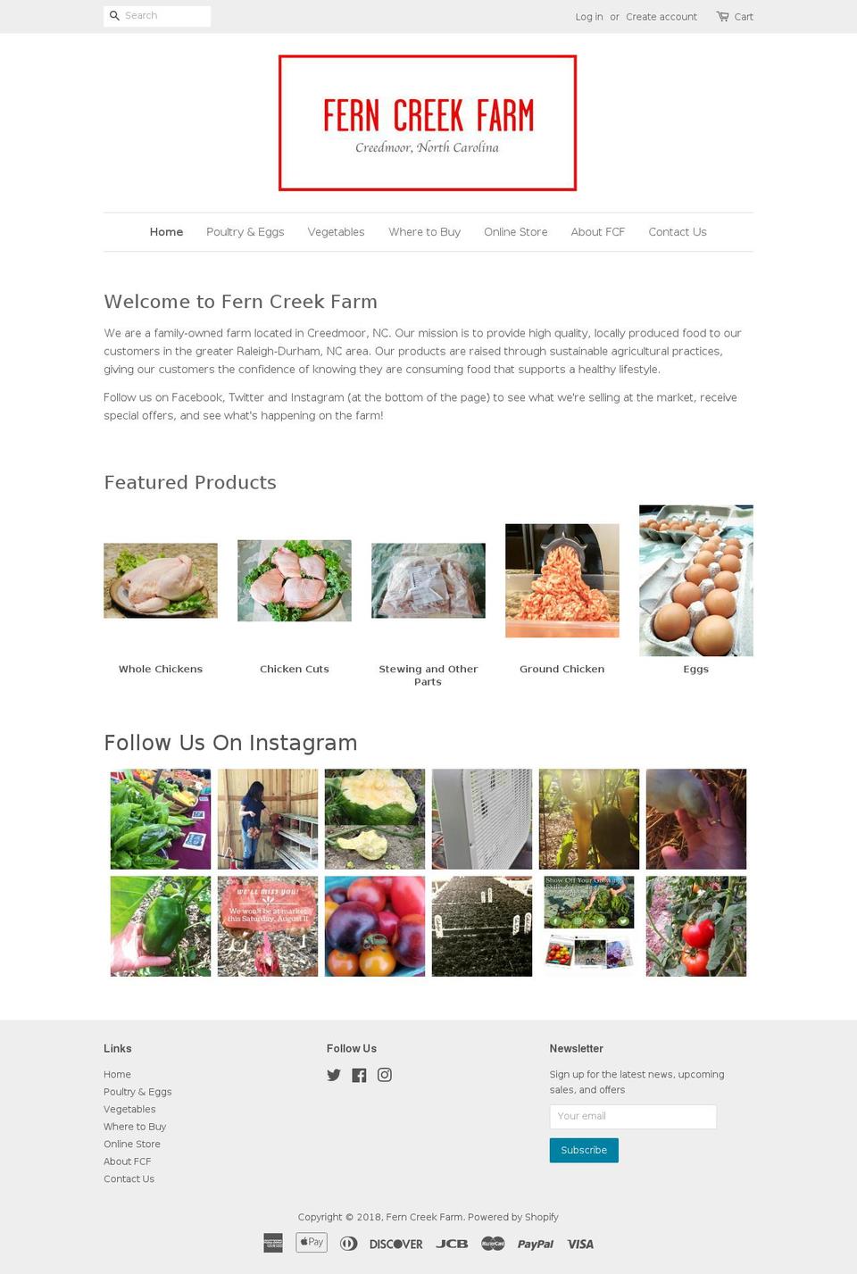 ferncreekfarmnc.com shopify website screenshot