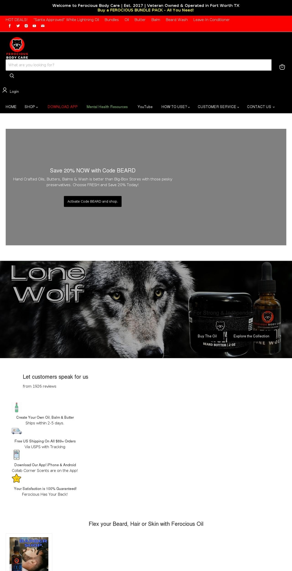ferociouslady.com — Shopify storefront screenshot