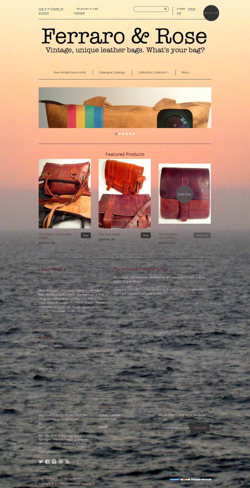 ferraroandrose.com shopify website screenshot