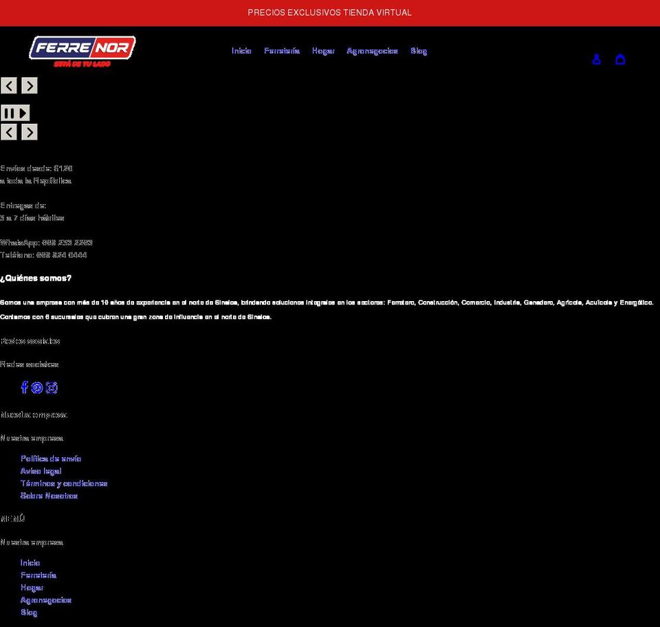 ferrenor.mx shopify website screenshot