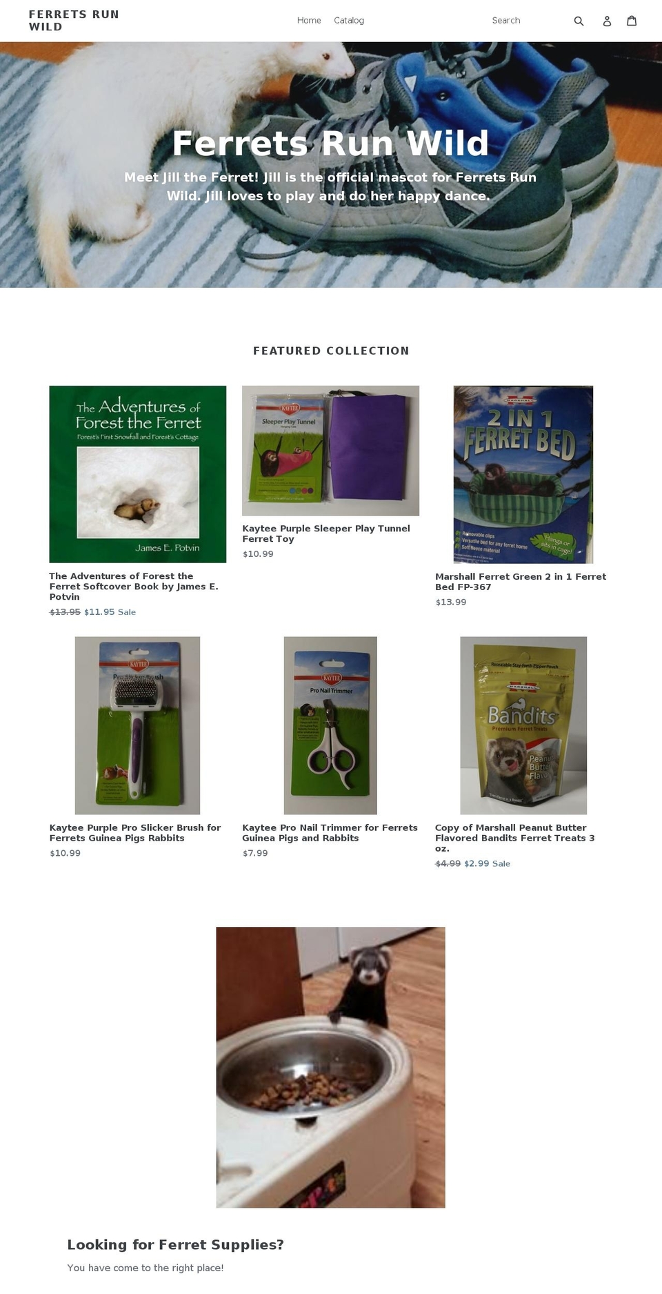 ferretsrunwild.net shopify website screenshot