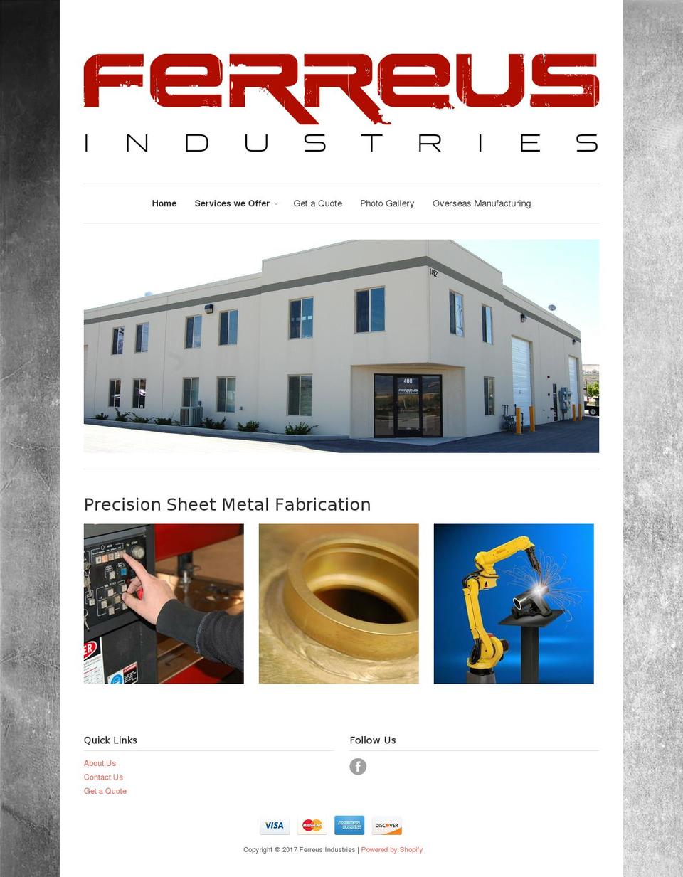 ferreusmfg.com shopify website screenshot