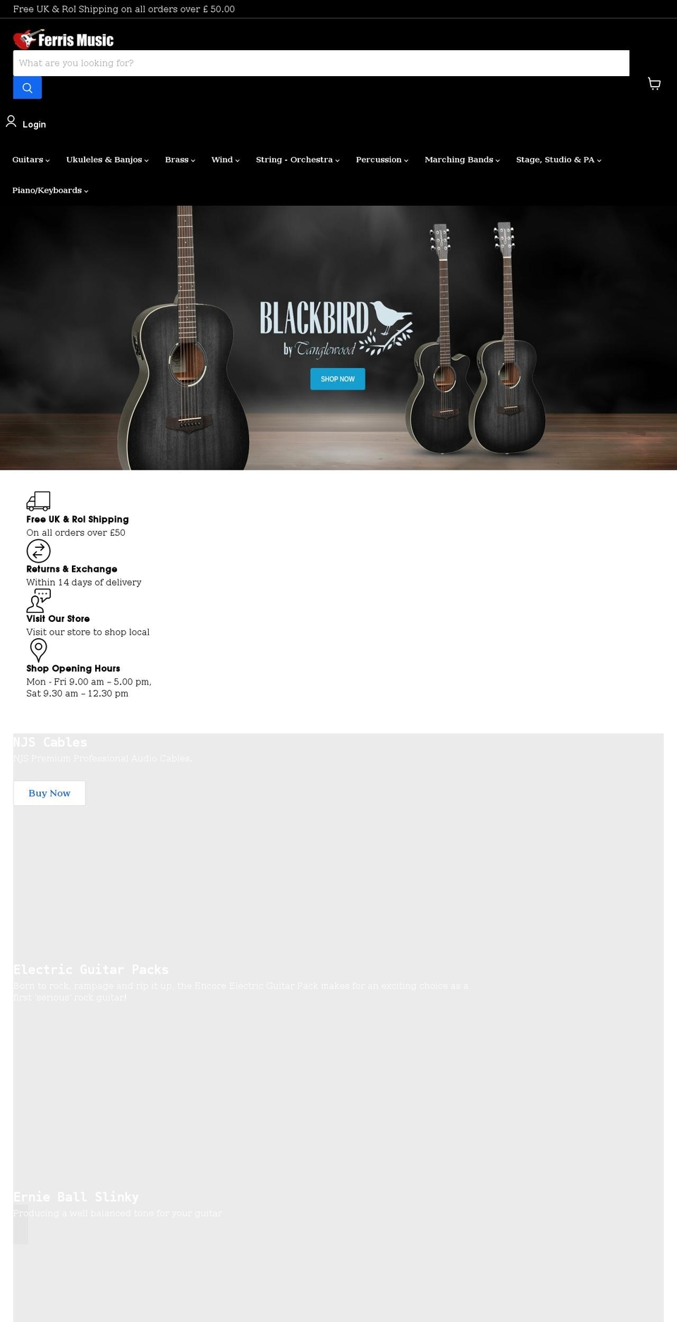 ferrismusic.com shopify website screenshot