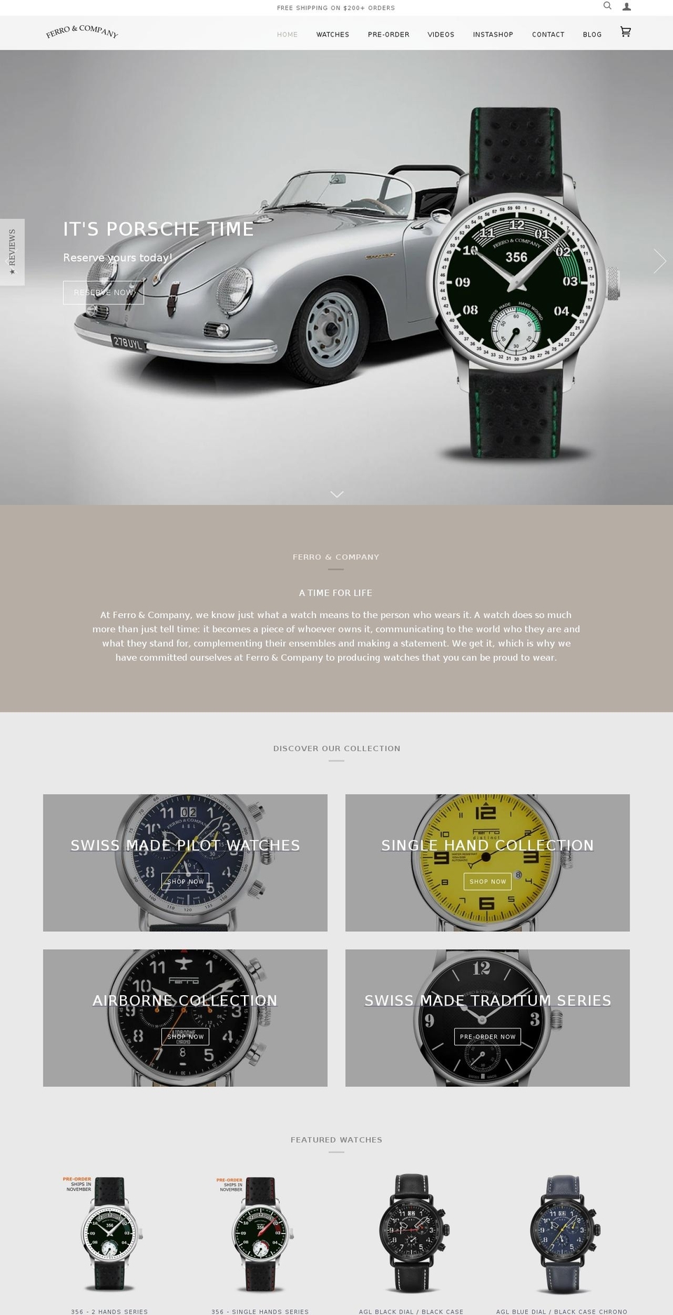 ferrowatches.com shopify website screenshot