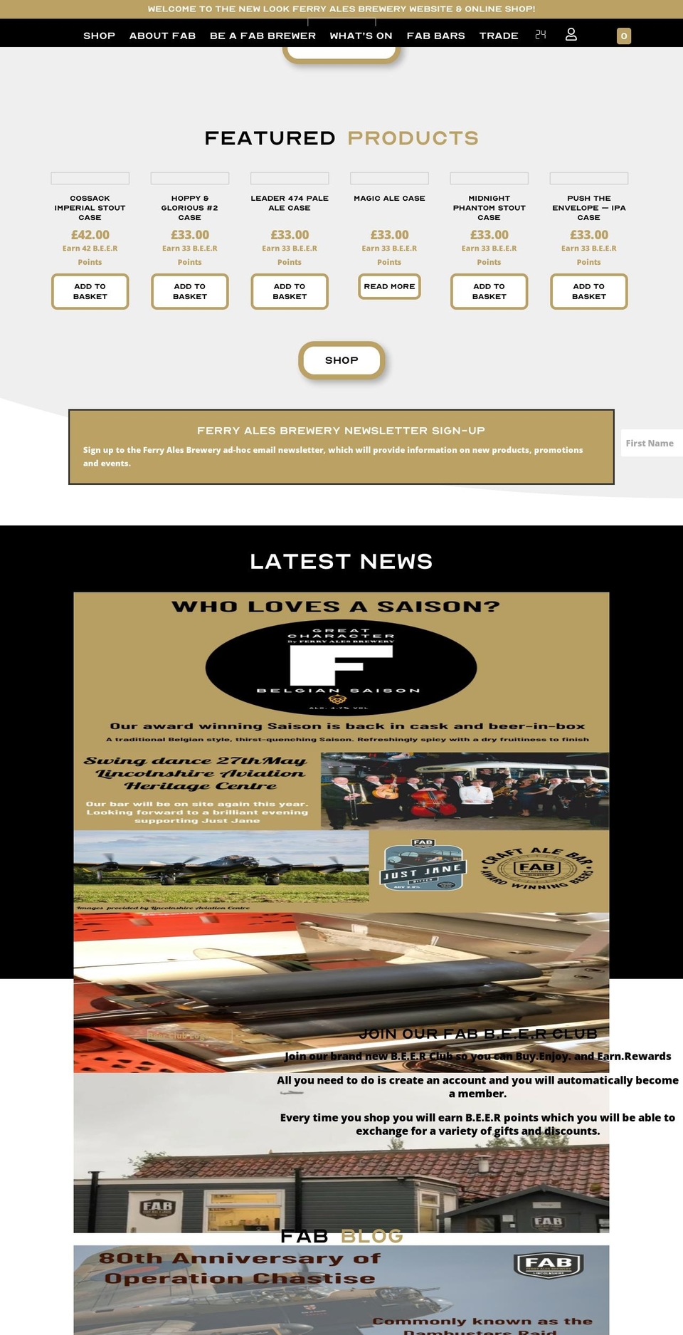 ferryalesbrewery.co.uk shopify website screenshot