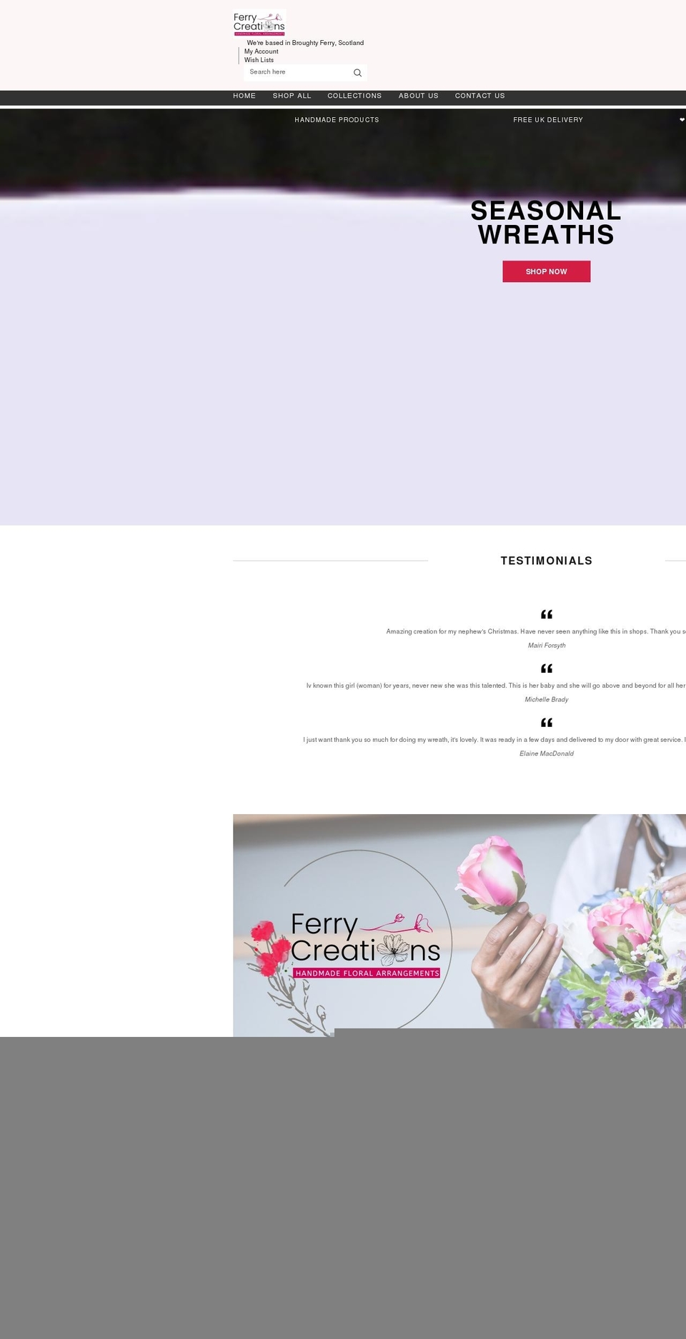 ferrycreations.co.uk shopify website screenshot