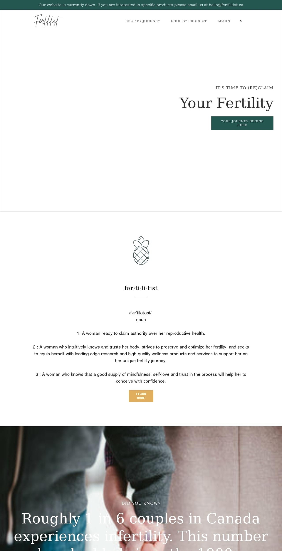 fertilitist.ca shopify website screenshot