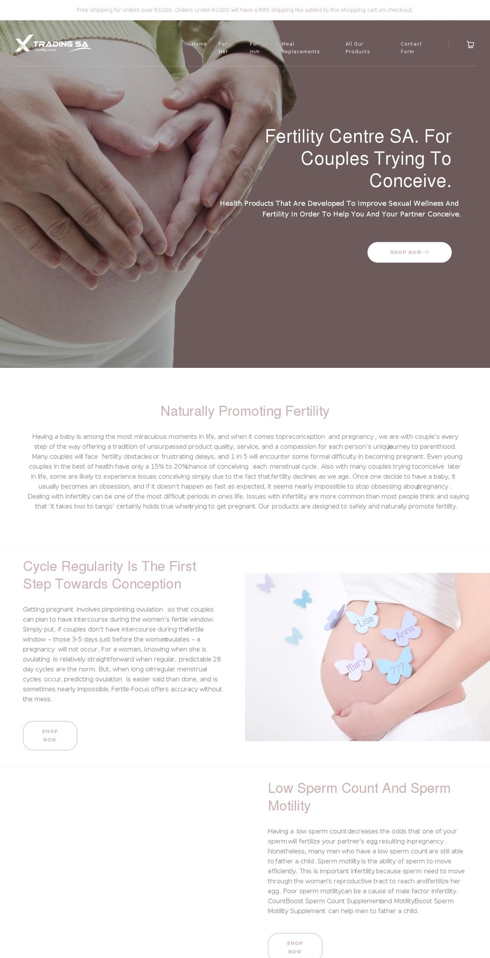 fertilitycentresa.co.za shopify website screenshot