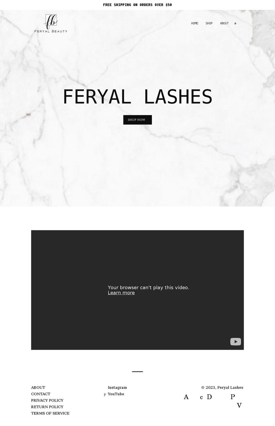 feryalashes.com — Shopify storefront screenshot